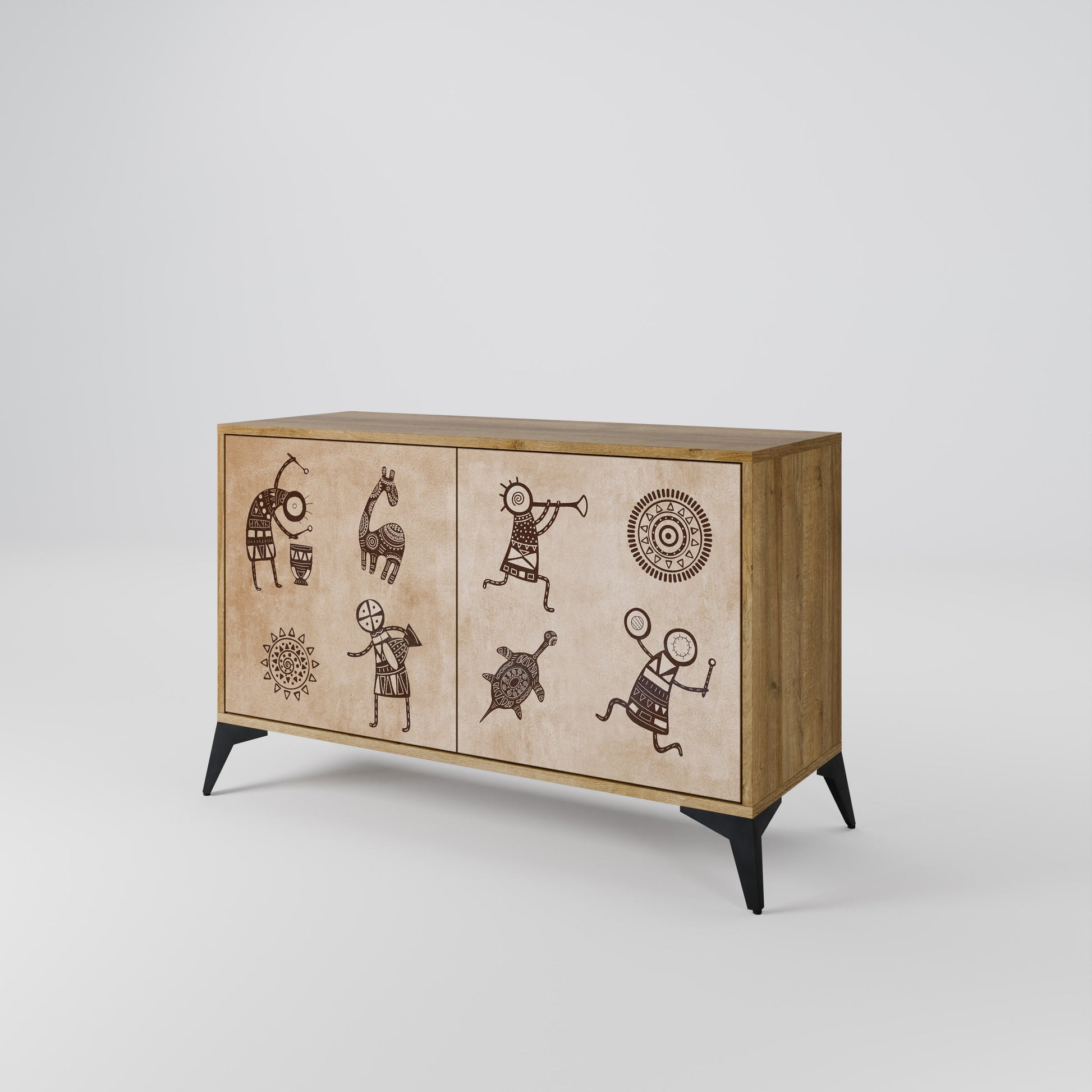 AFRICAN STYLE 2-Door Sideboard in Oak Effect