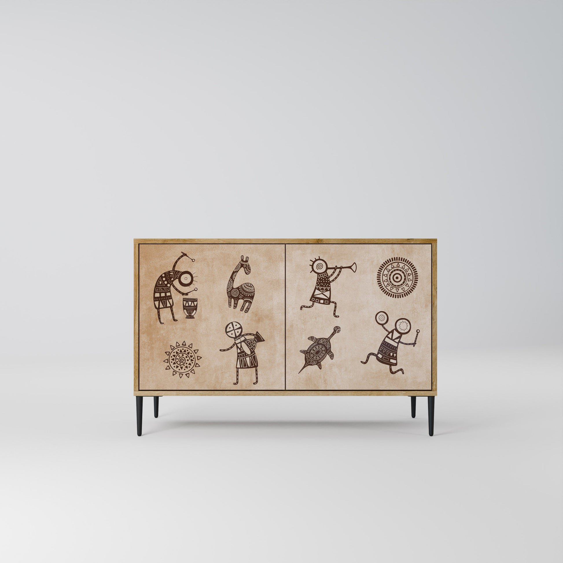 AFRICAN STYLE 2-Door Sideboard in Oak Effect