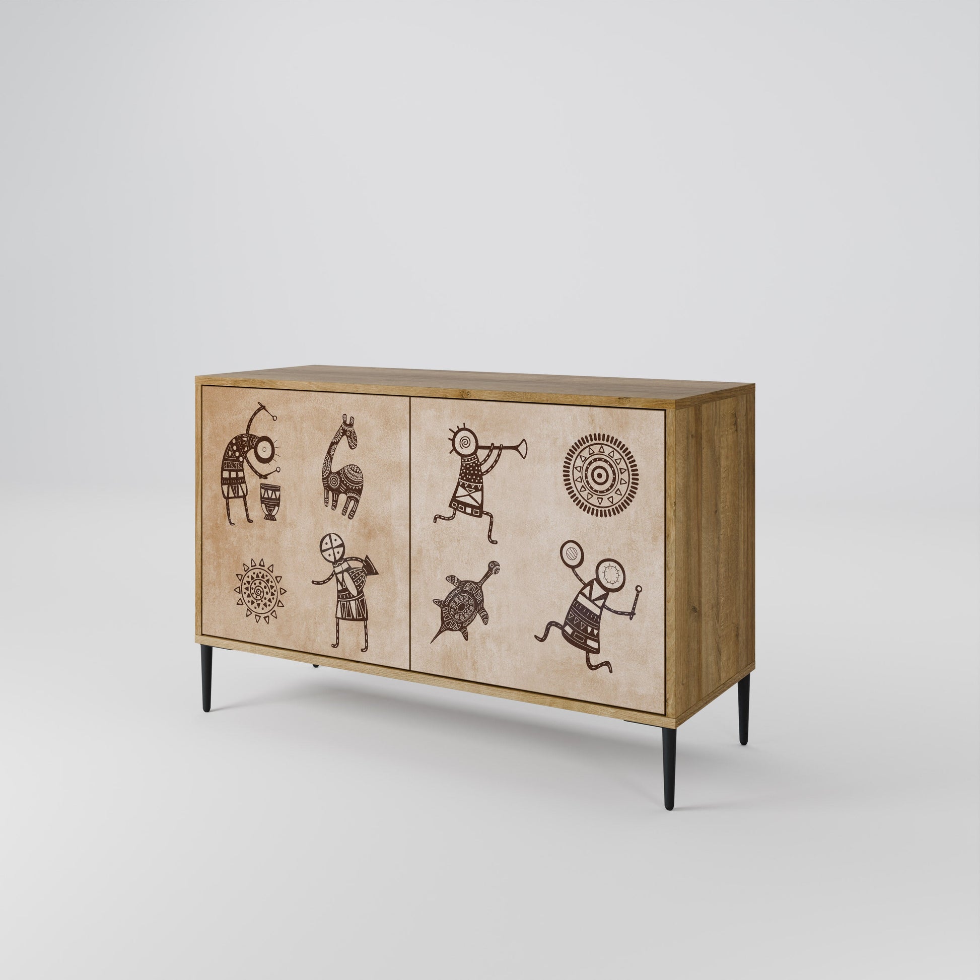 AFRICAN STYLE 2-Door Sideboard in Oak Effect