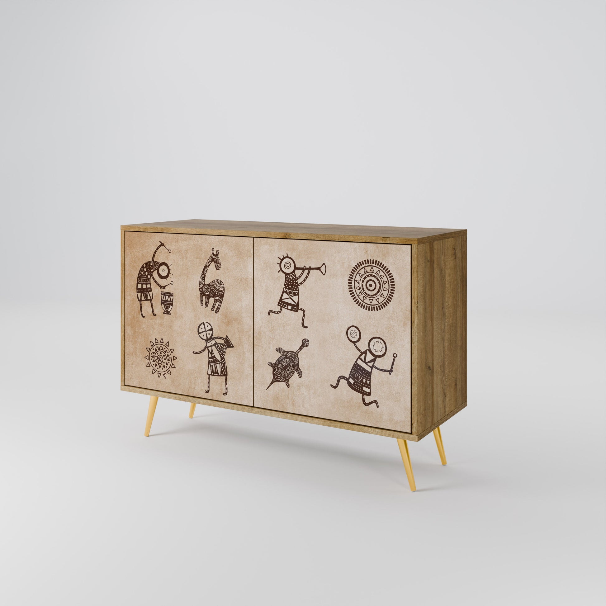 AFRICAN STYLE 2-Door Sideboard in Oak Effect