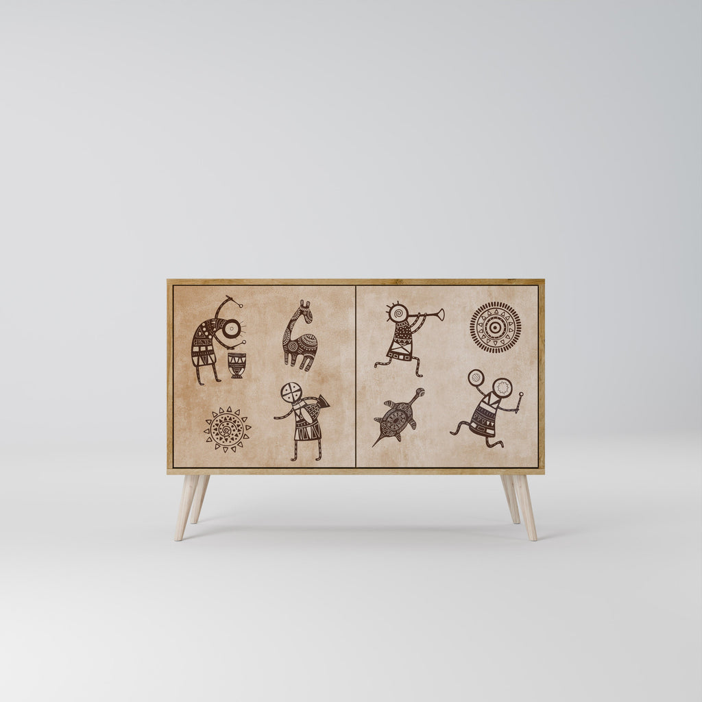 AFRICAN STYLE 2-Door Sideboard in Oak Effect
