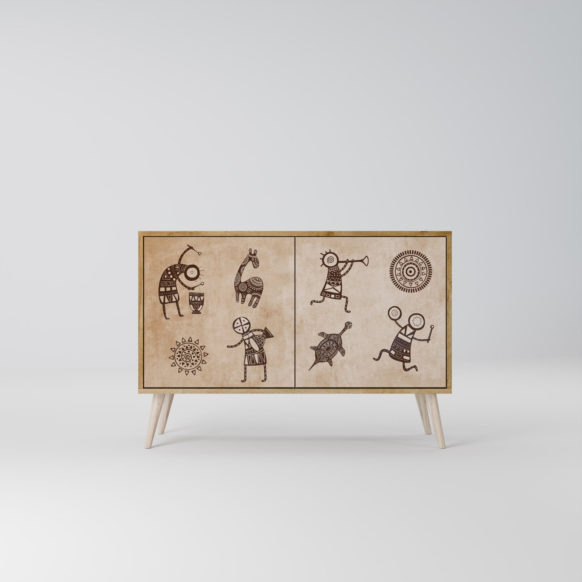 AFRICAN STYLE 2-Door Sideboard in Oak Effect