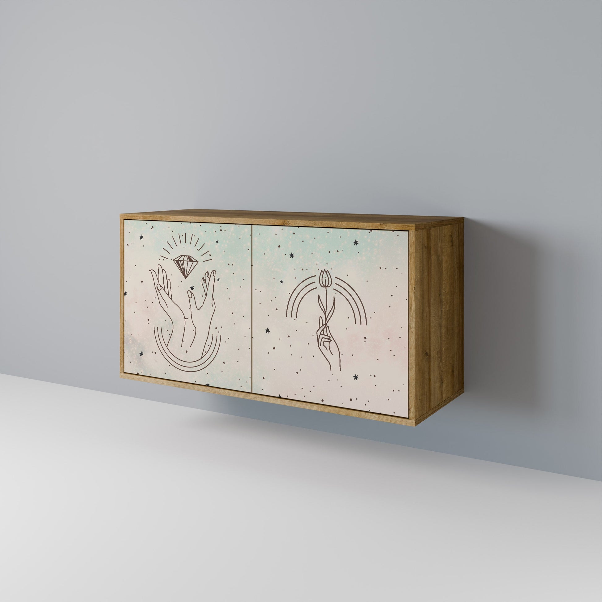DELICATE BEAUTY 2-Door Sideboard in Oak Effect