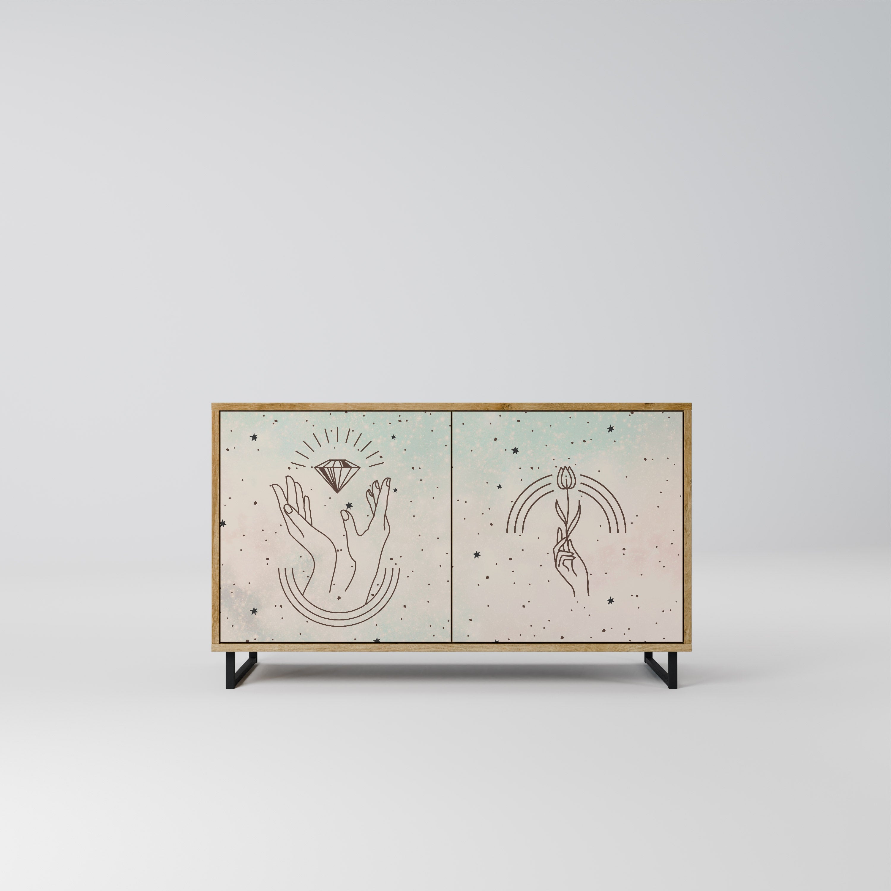 DELICATE BEAUTY 2-Door Sideboard in Oak Effect