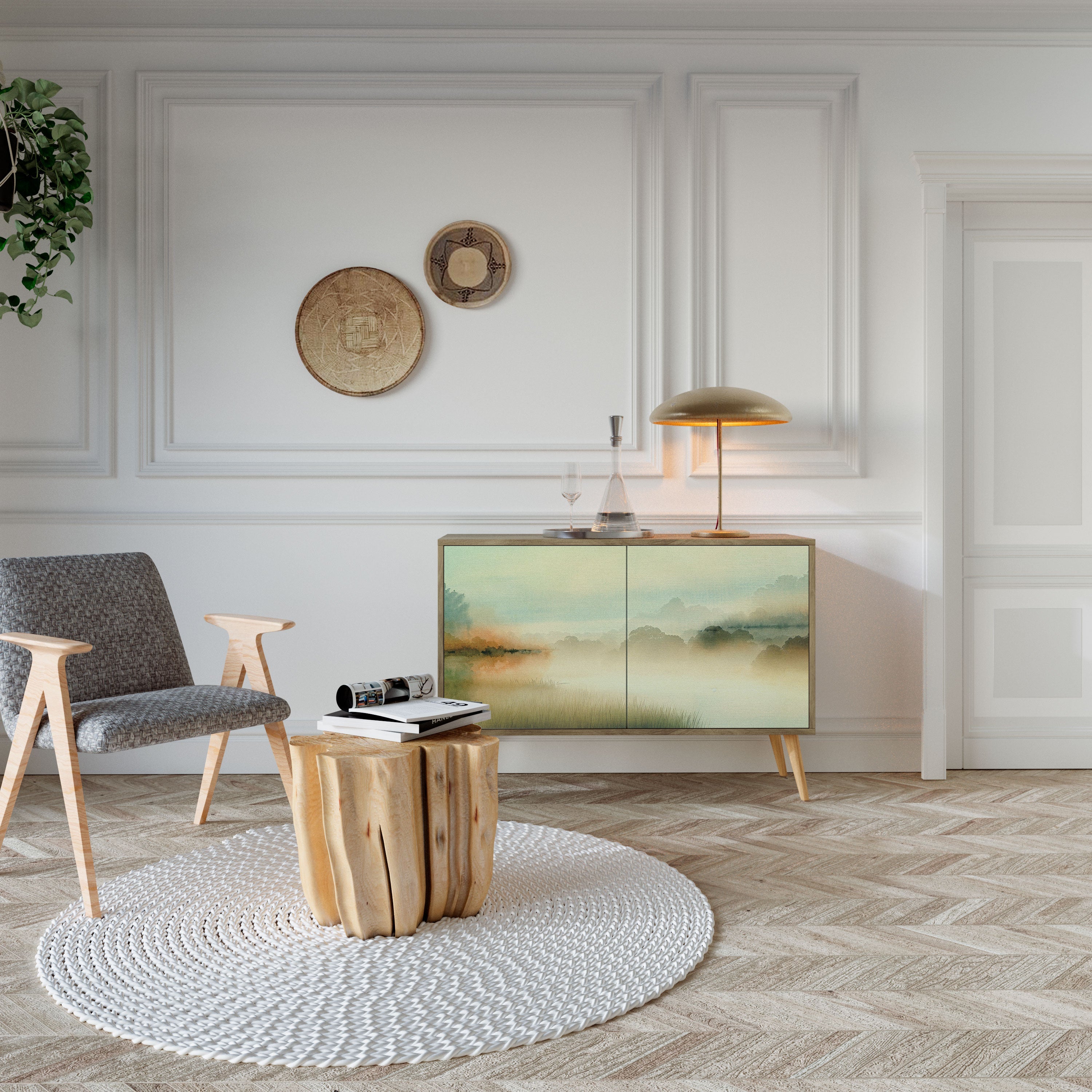 MORNING BY THE LAKE 2-Door Sideboard in Oak Effect