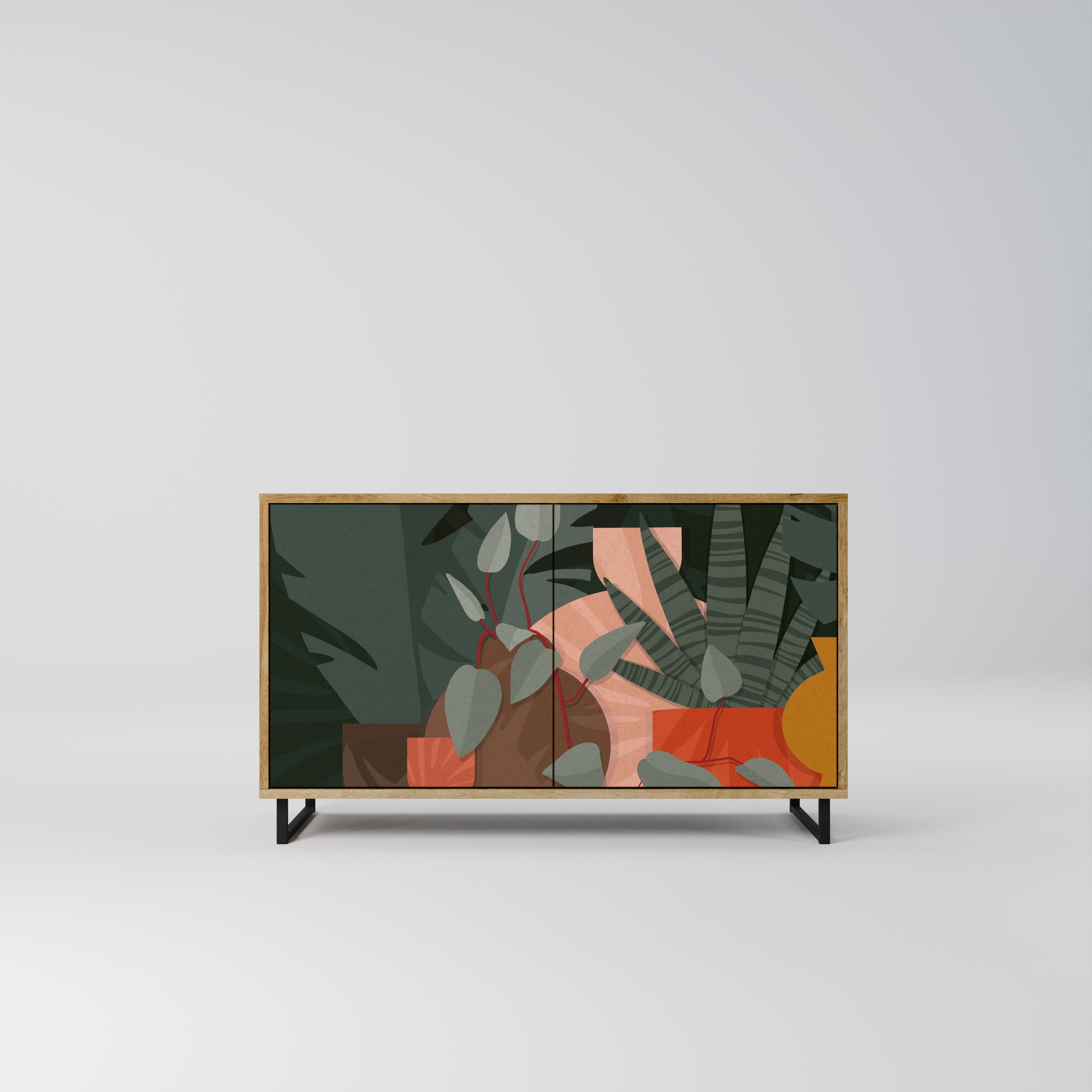 TROPICAL COMPOSITION 2-Door Sideboard in Oak Effect