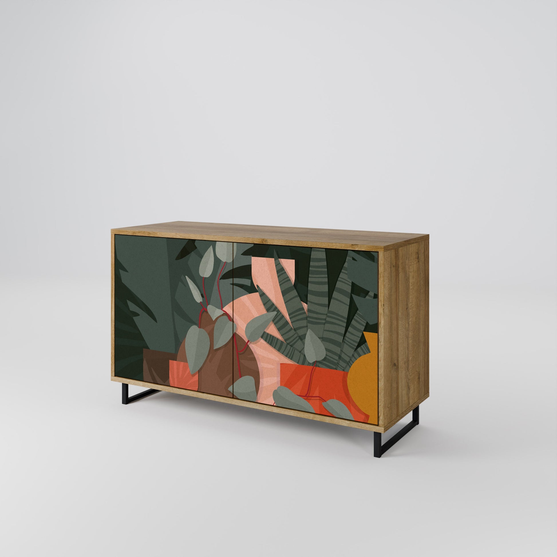 TROPICAL COMPOSITION 2-Door Sideboard in Oak Effect