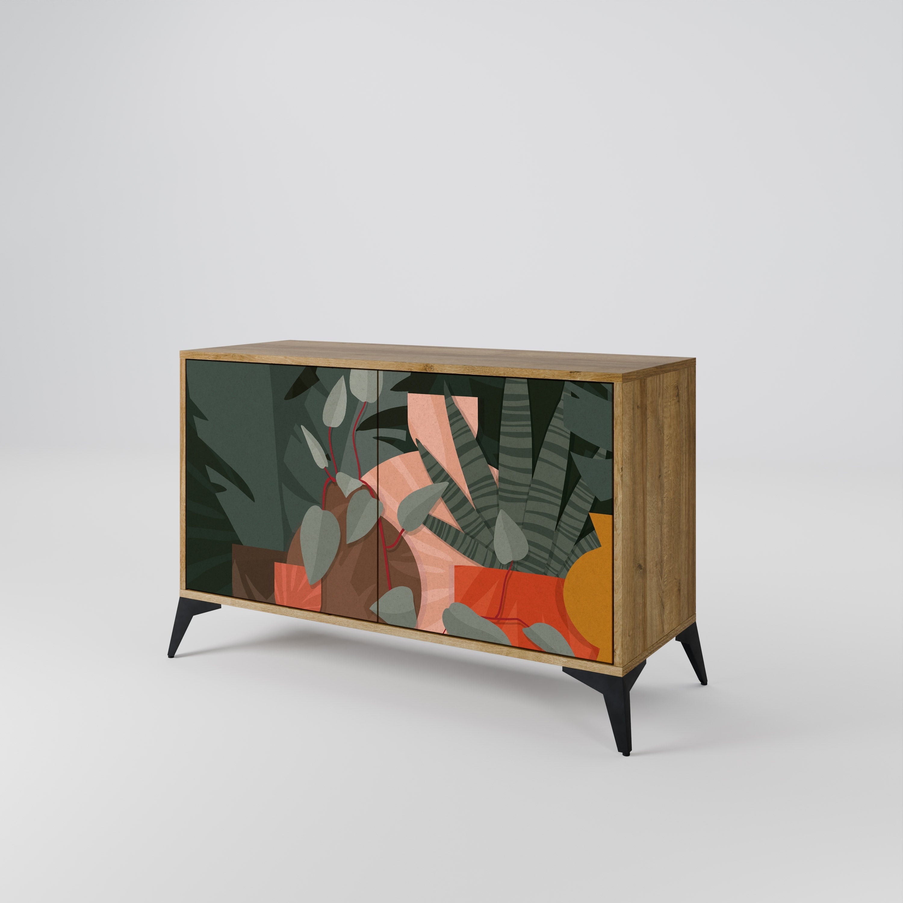 TROPICAL COMPOSITION 2-Door Sideboard in Oak Effect