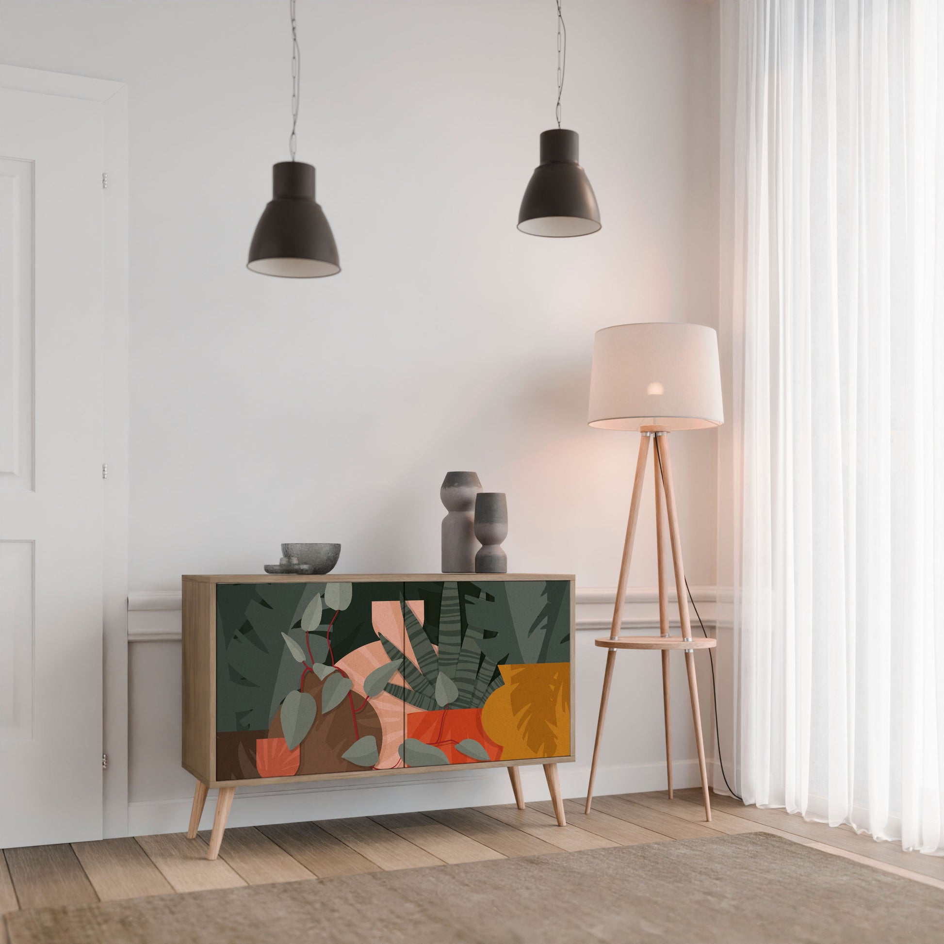 TROPICAL COMPOSITION 2-Door Sideboard in Oak Effect