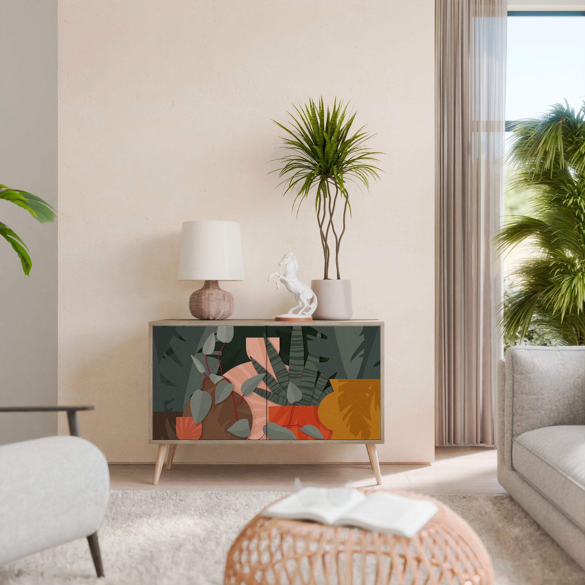 TROPICAL COMPOSITION 2-Door Sideboard in Oak Effect