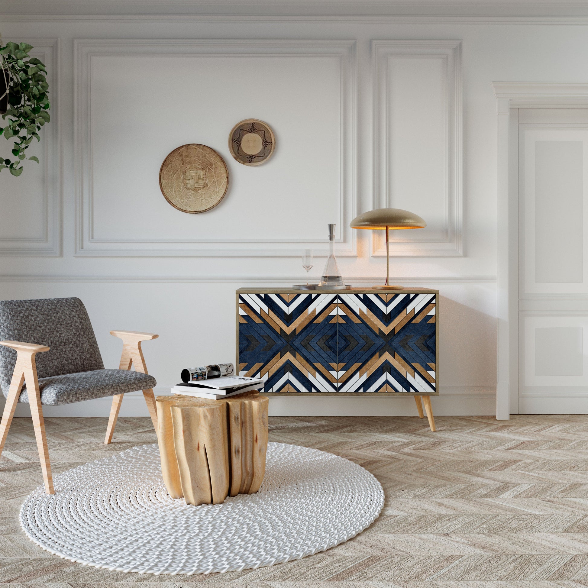 ARTFUL GEOMETRY 2-Door Sideboard in Oak Effect
