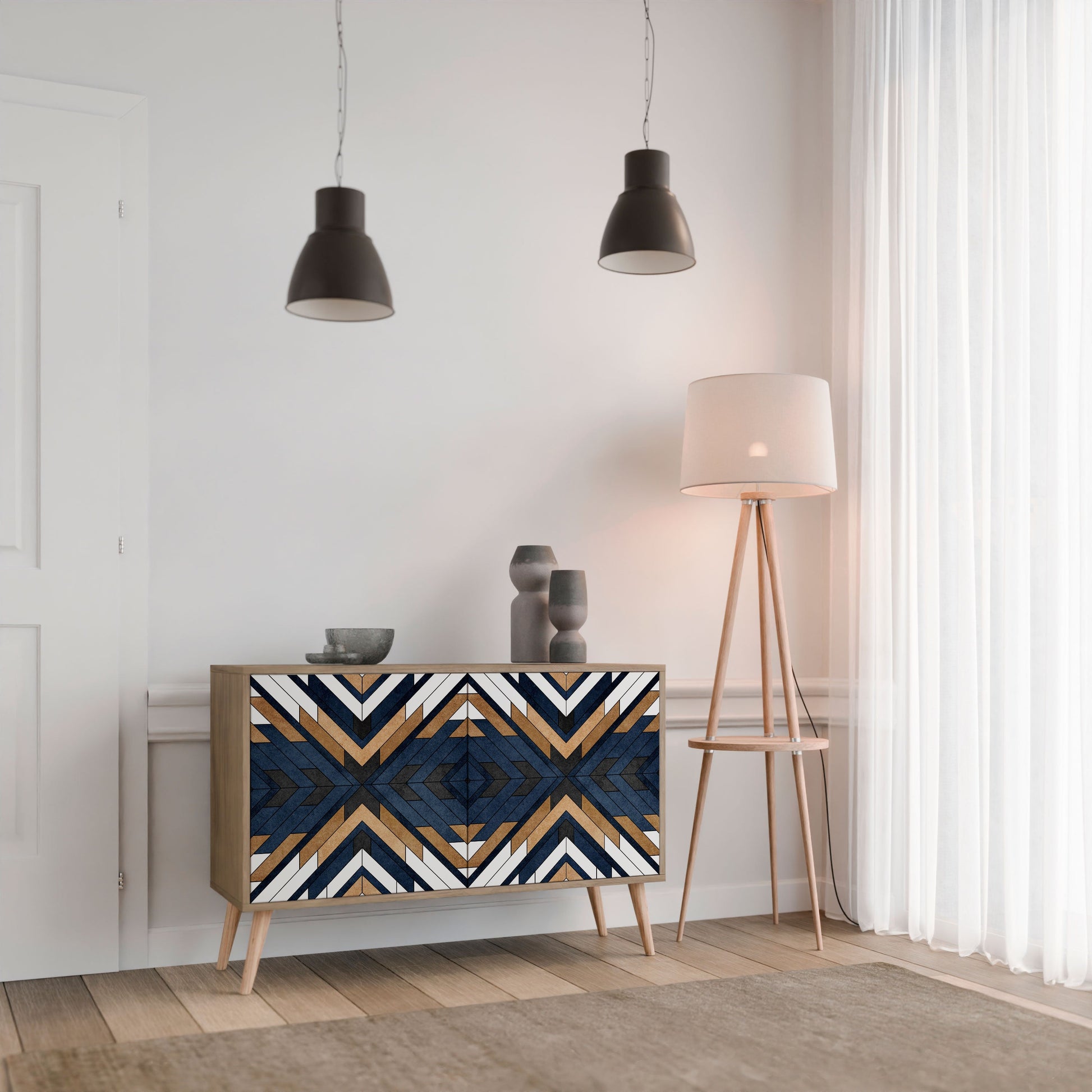 ARTFUL GEOMETRY 2-Door Sideboard in Oak Effect
