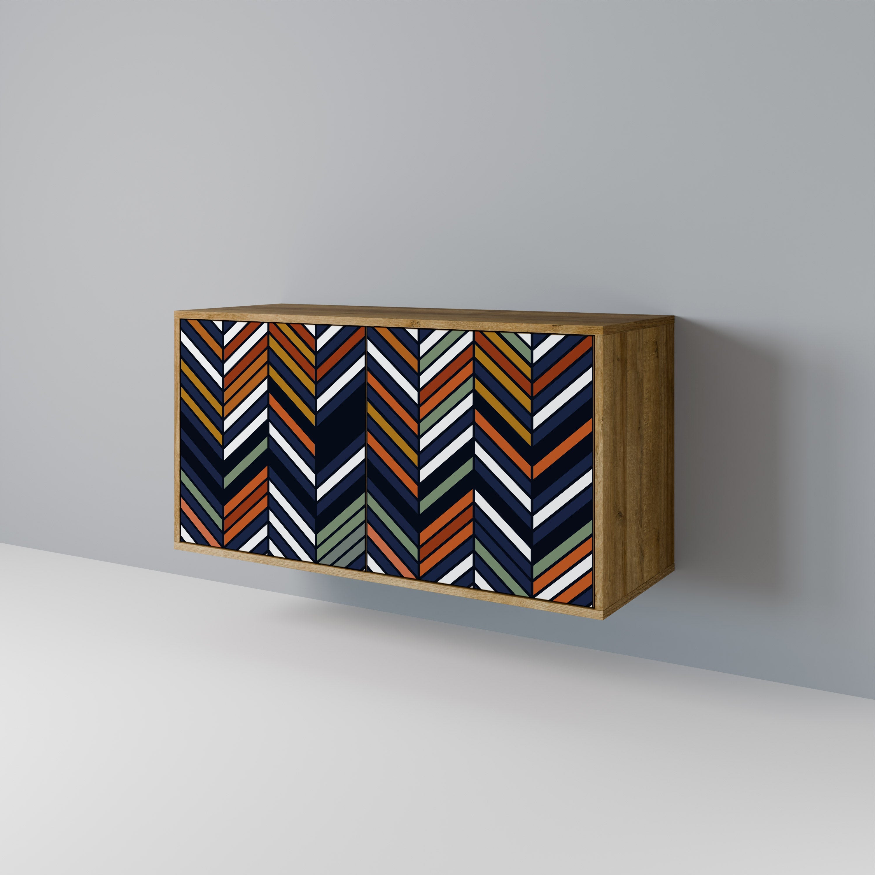 VIBRANT PATCHWORK 2-Door Sideboard in Oak Effect