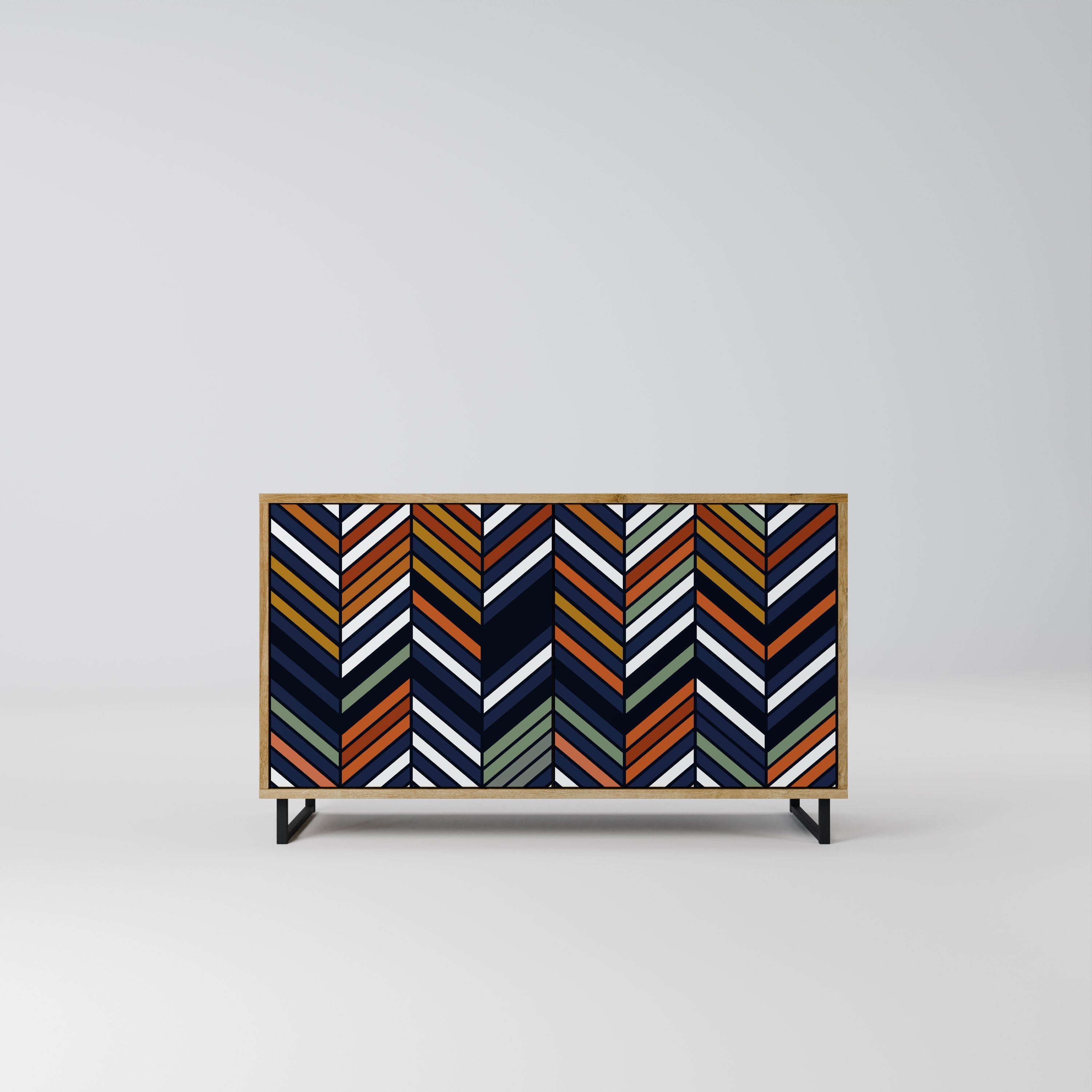 VIBRANT PATCHWORK 2-Door Sideboard in Oak Effect