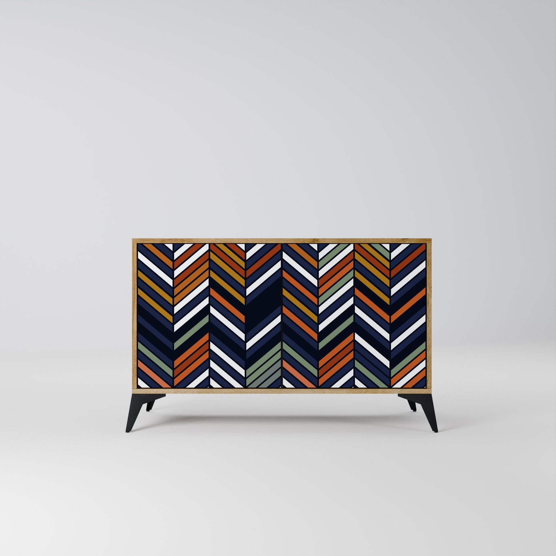 VIBRANT PATCHWORK 2-Door Sideboard in Oak Effect