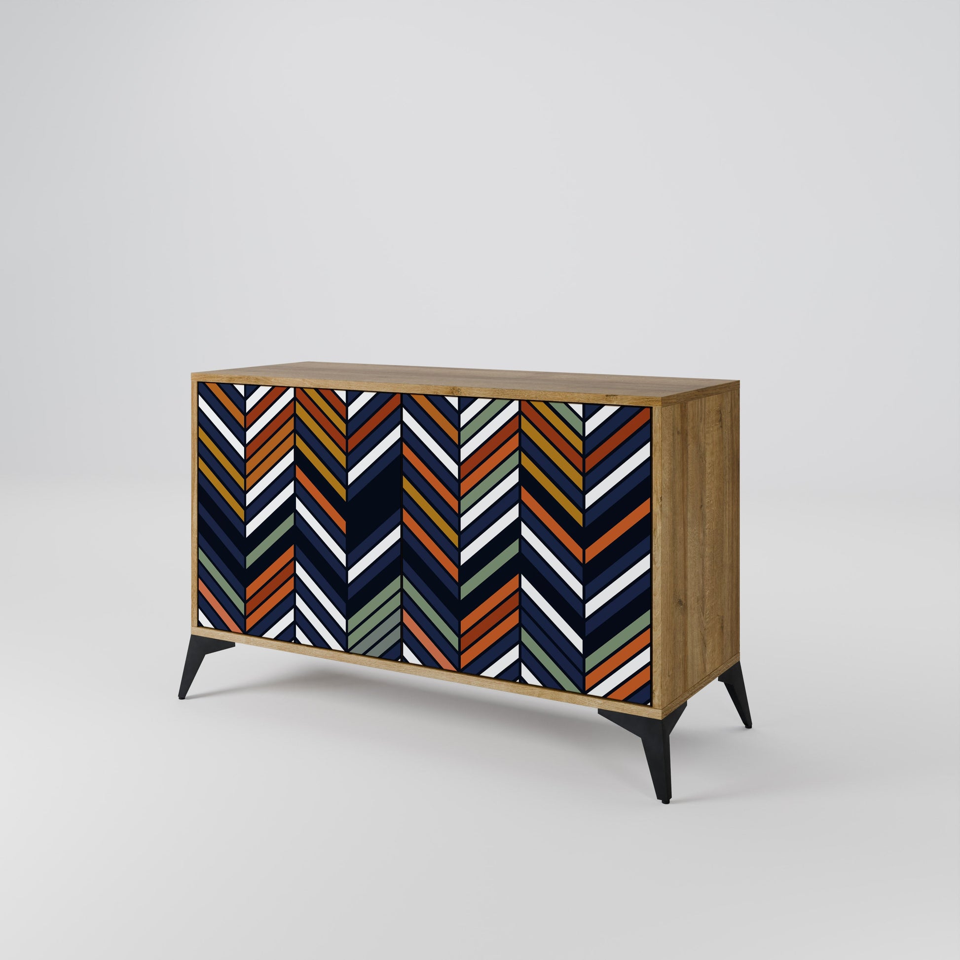 VIBRANT PATCHWORK 2-Door Sideboard in Oak Effect