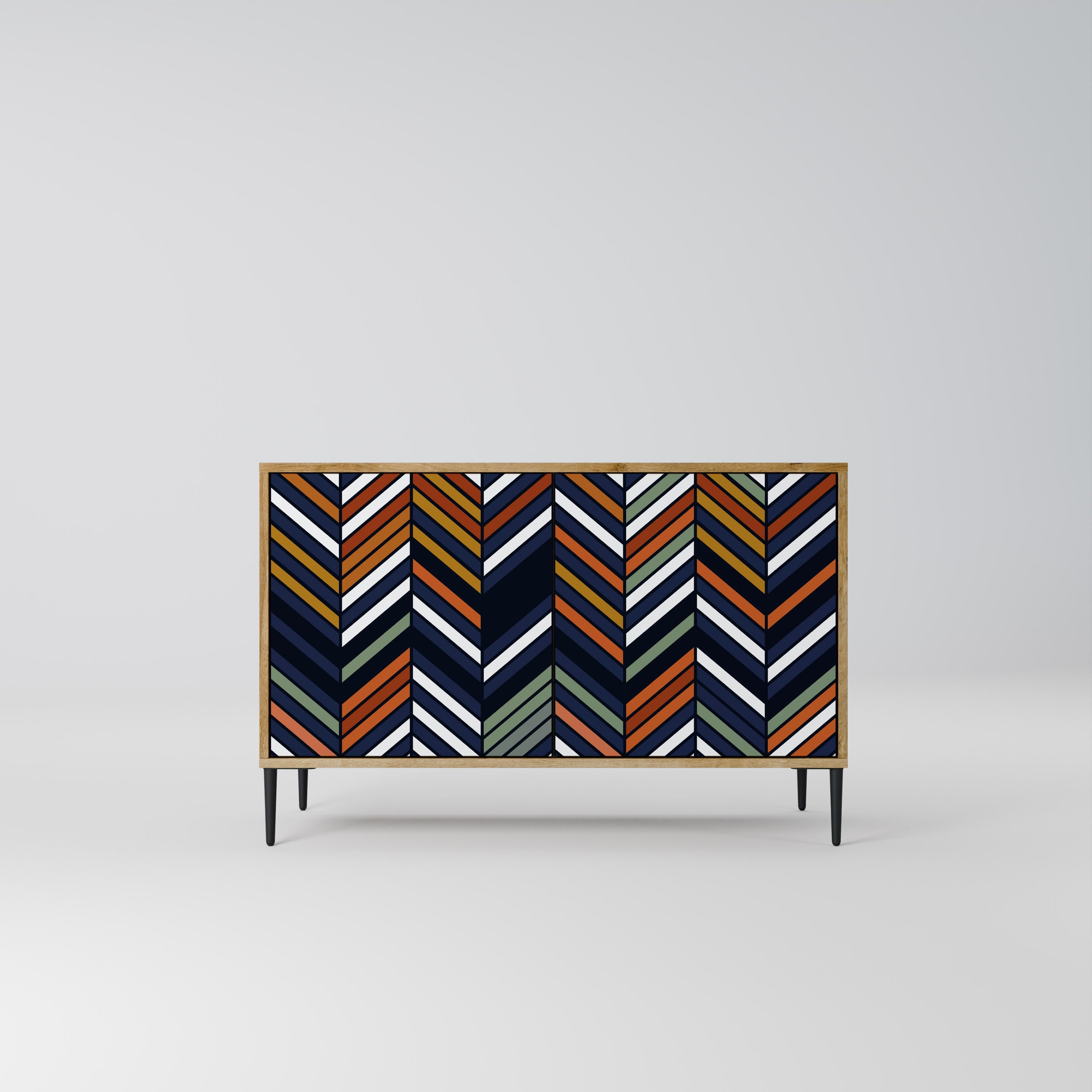 VIBRANT PATCHWORK 2-Door Sideboard in Oak Effect