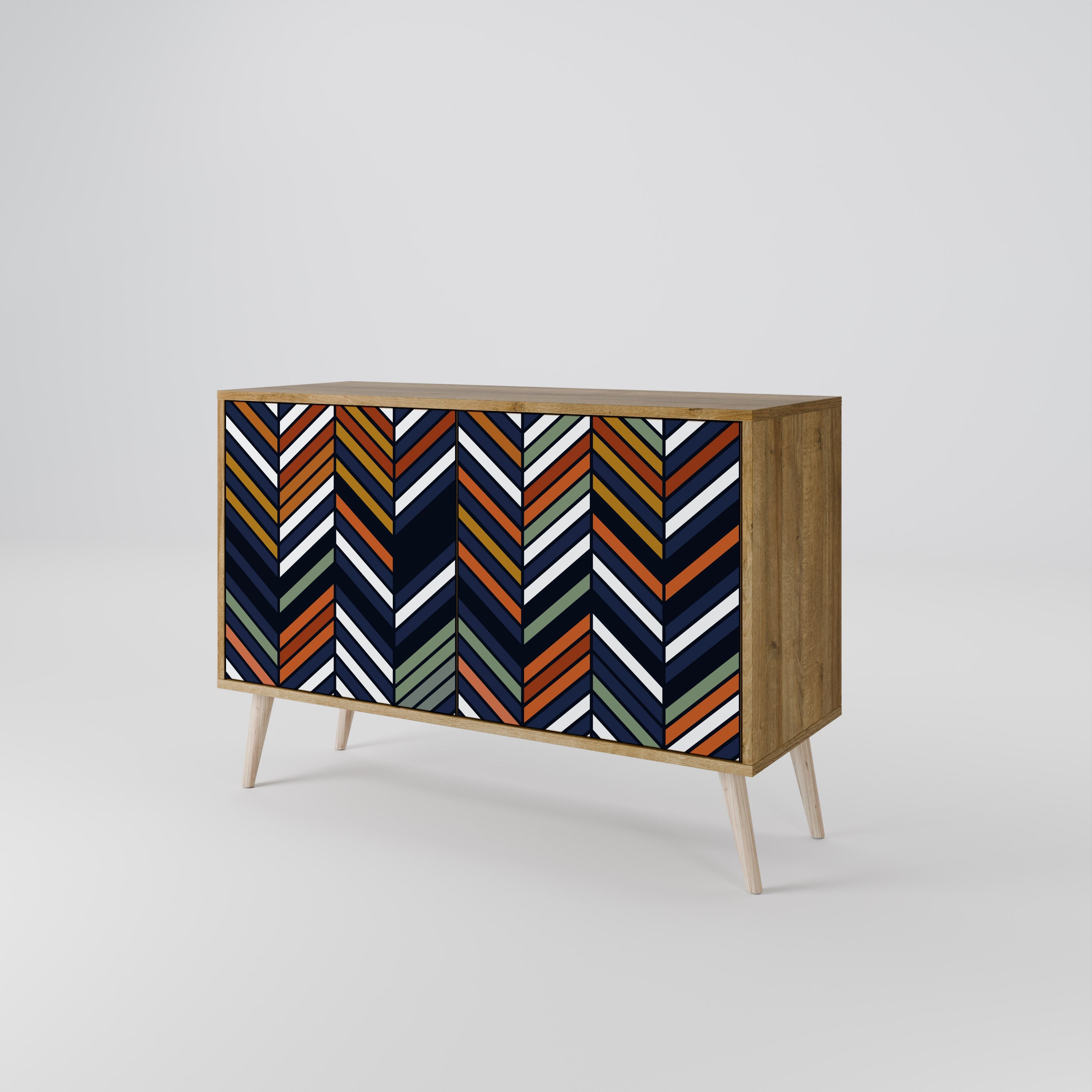 VIBRANT PATCHWORK 2-Door Sideboard in Oak Effect