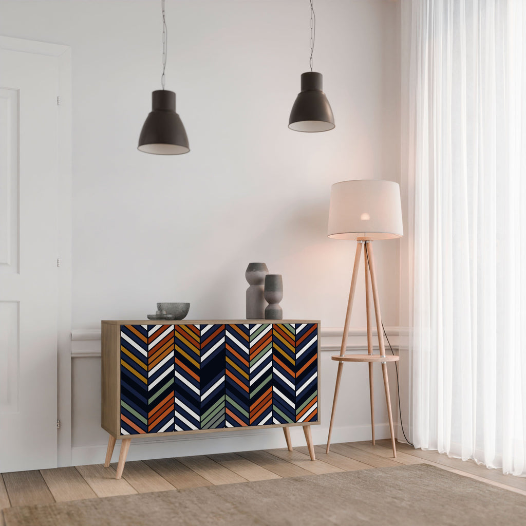 VIBRANT PATCHWORK 2-Door Sideboard in Oak Effect