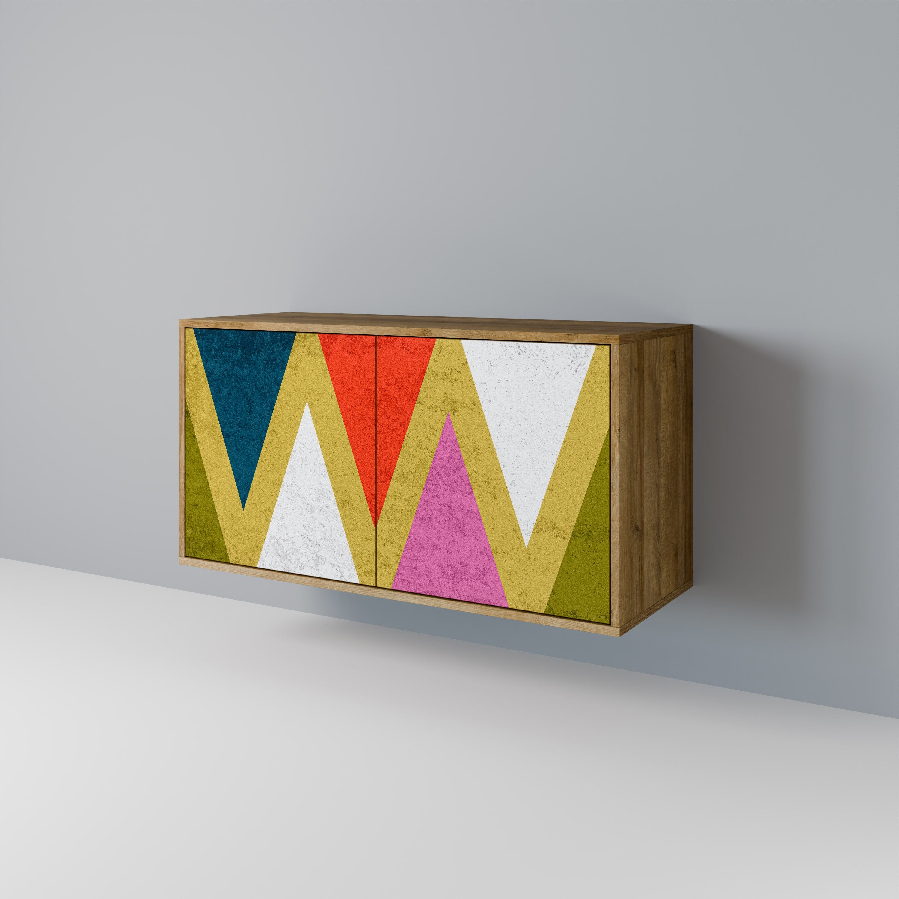 COLORFUL TRIANGLES 2-Door Sideboard in Oak Effect