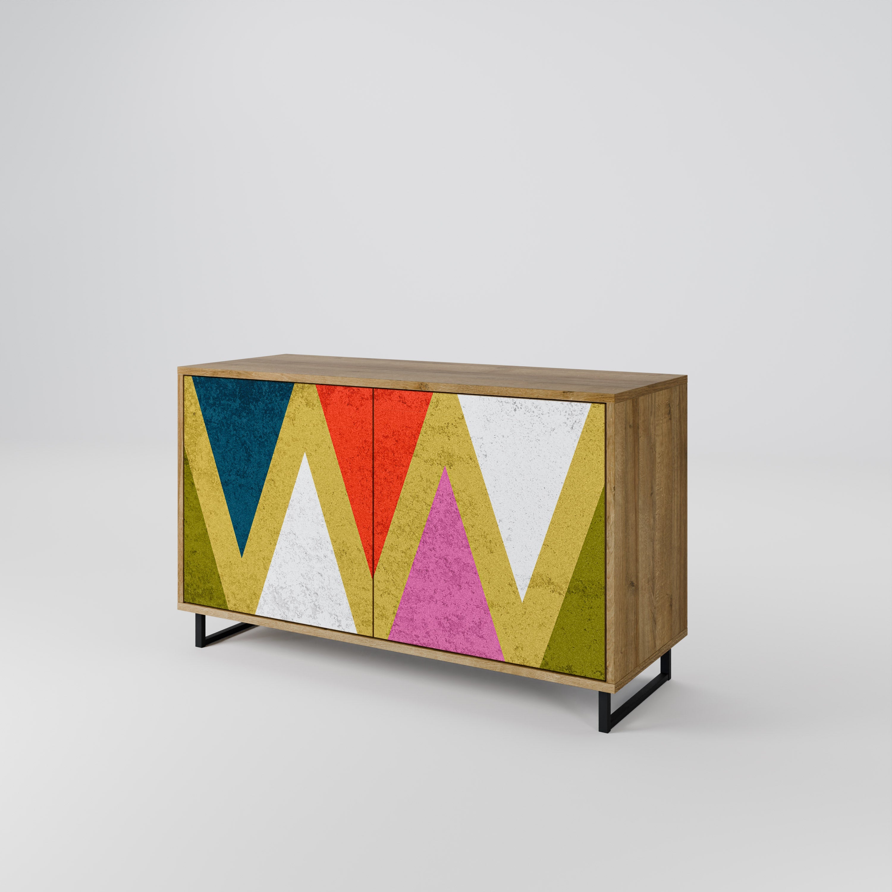 COLORFUL TRIANGLES 2-Door Sideboard in Oak Effect