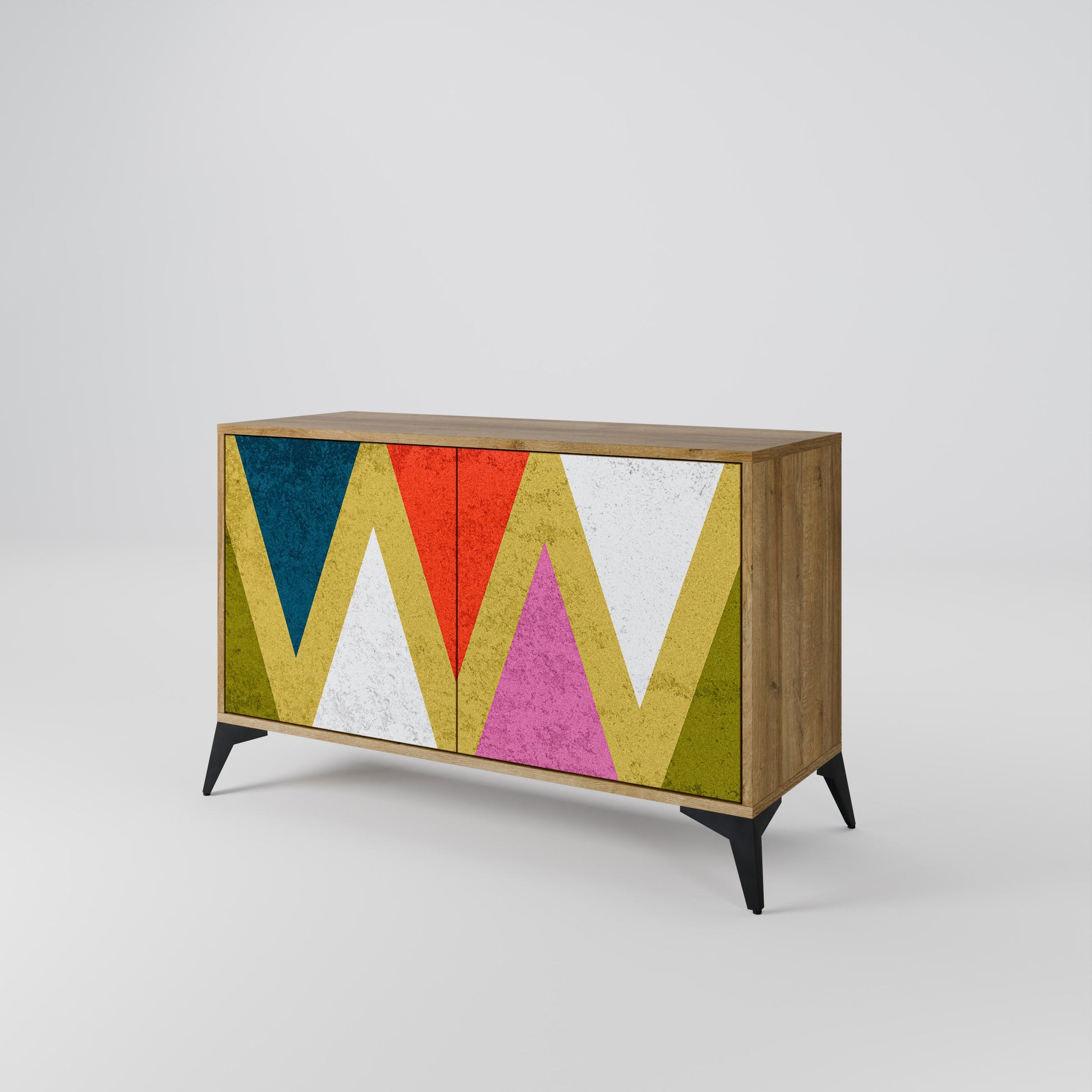 COLORFUL TRIANGLES 2-Door Sideboard in Oak Effect