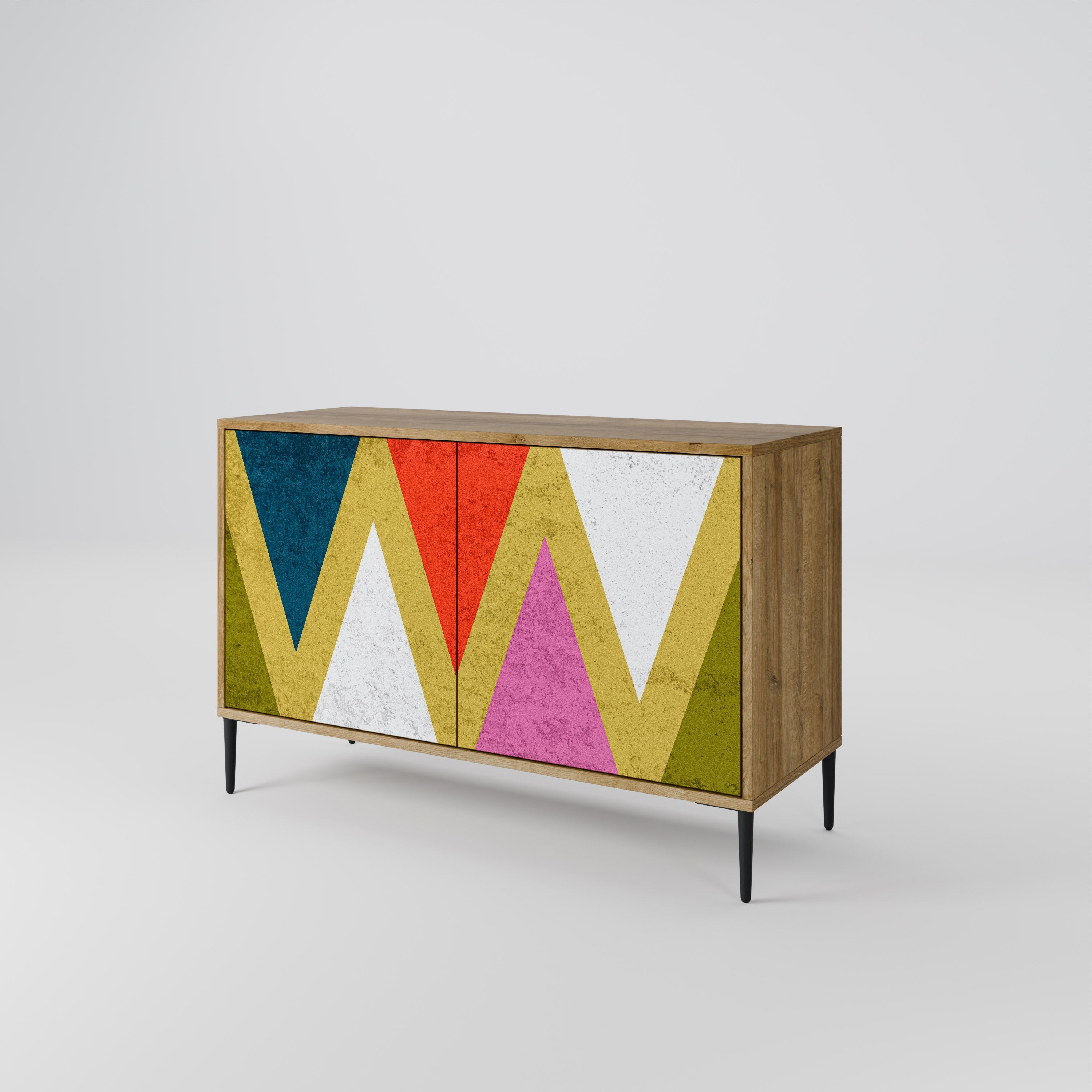 COLORFUL TRIANGLES 2-Door Sideboard in Oak Effect
