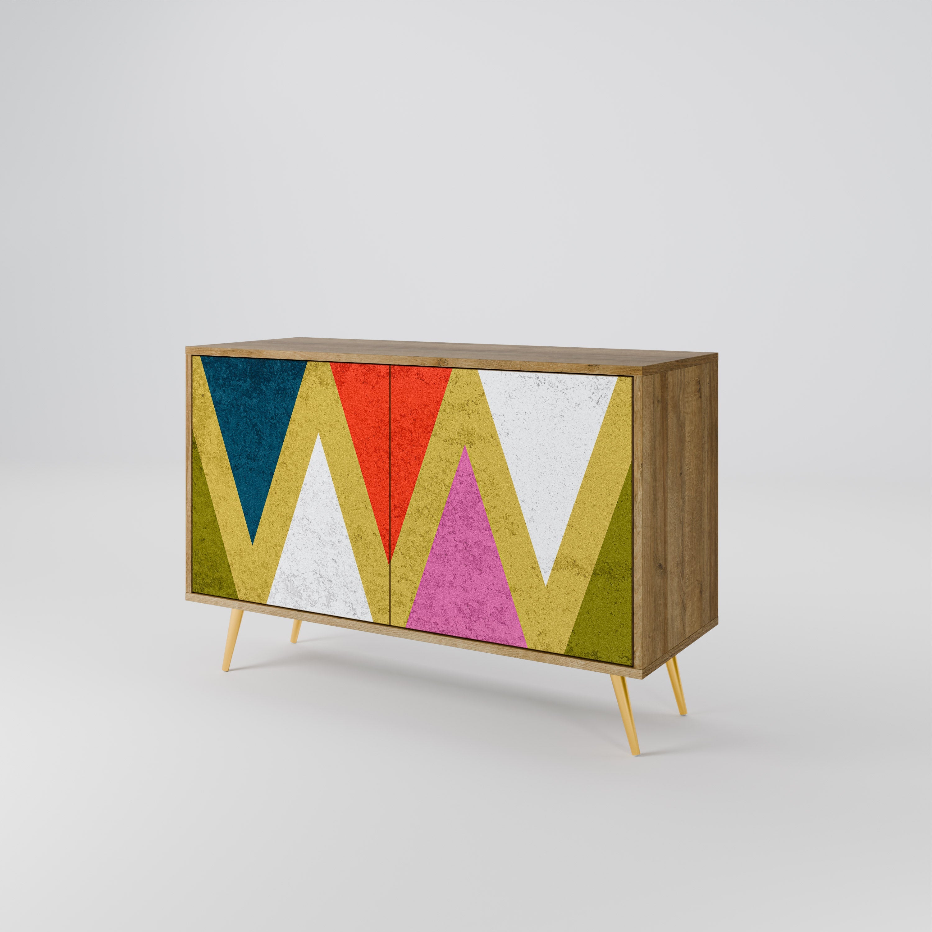 COLORFUL TRIANGLES 2-Door Sideboard in Oak Effect