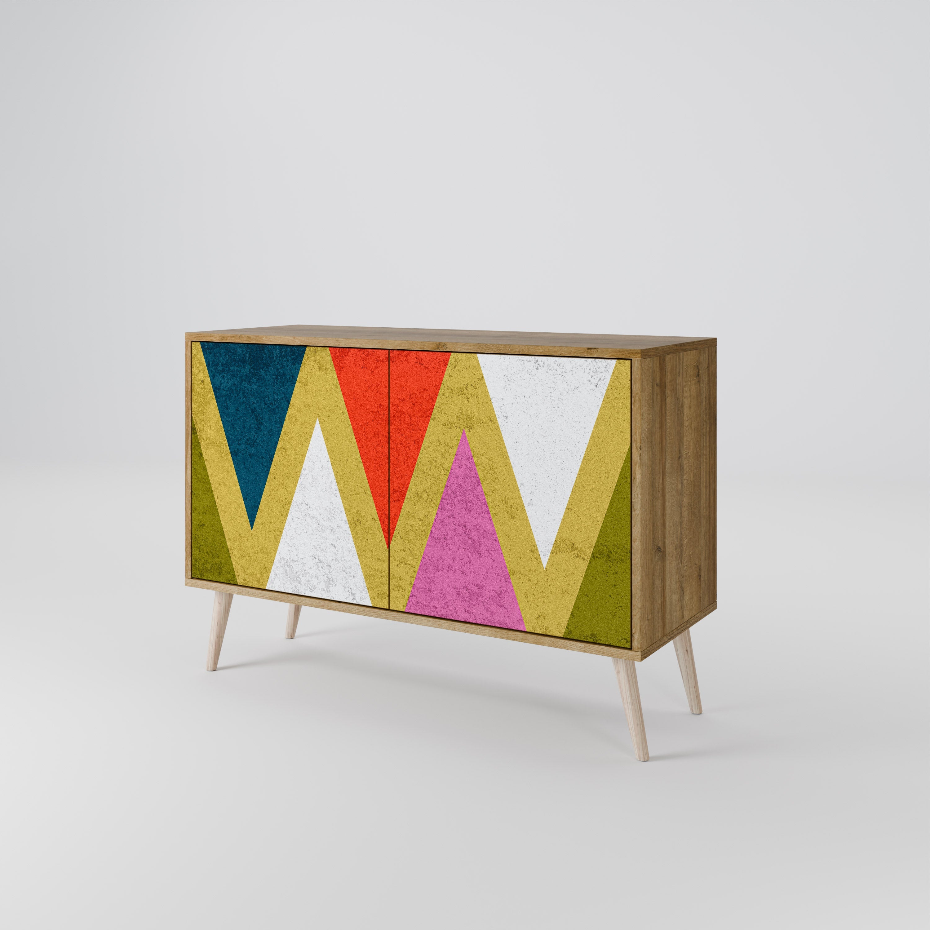 COLORFUL TRIANGLES 2-Door Sideboard in Oak Effect