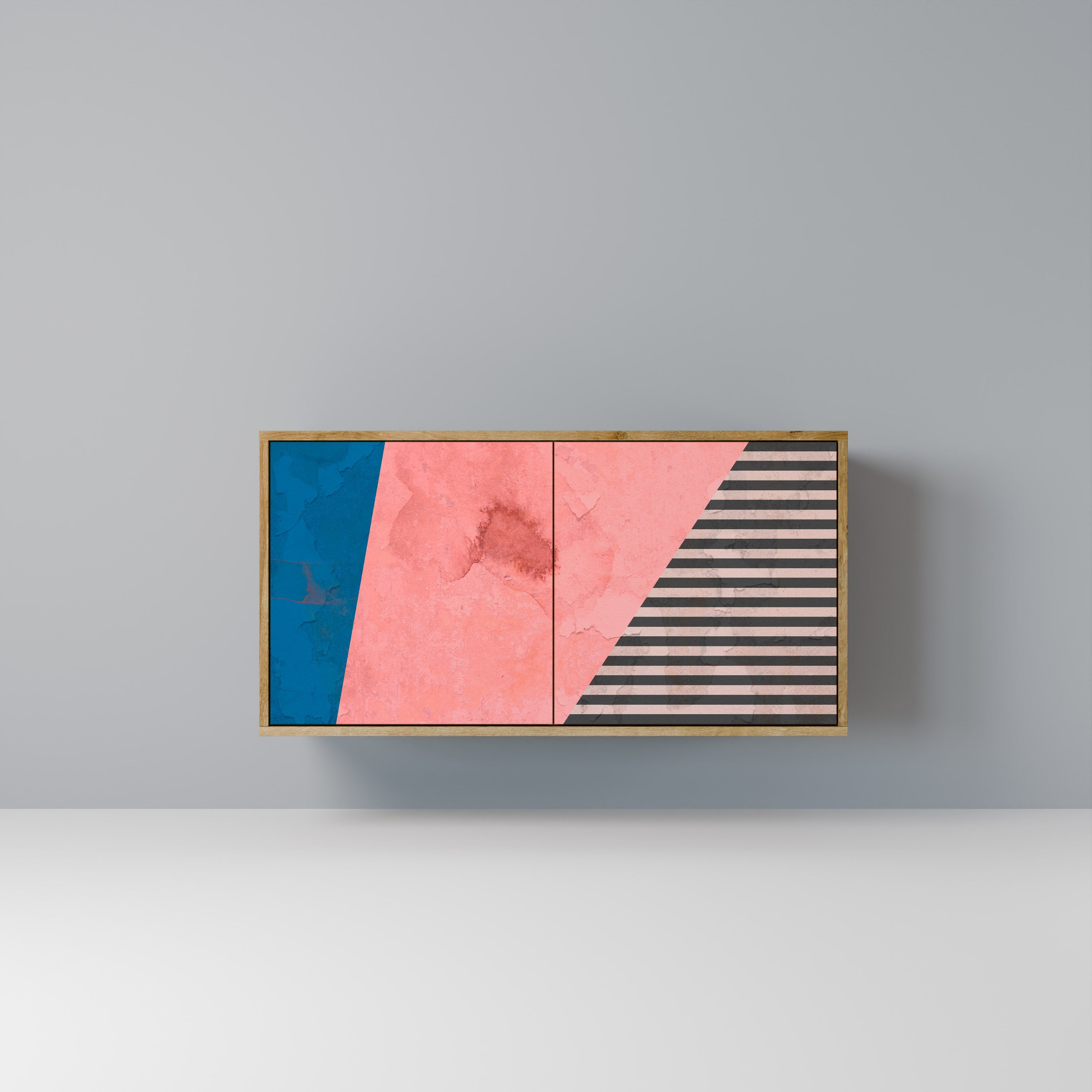 GLAMOROUS STRIPE 2-Door Sideboard in Oak Effect