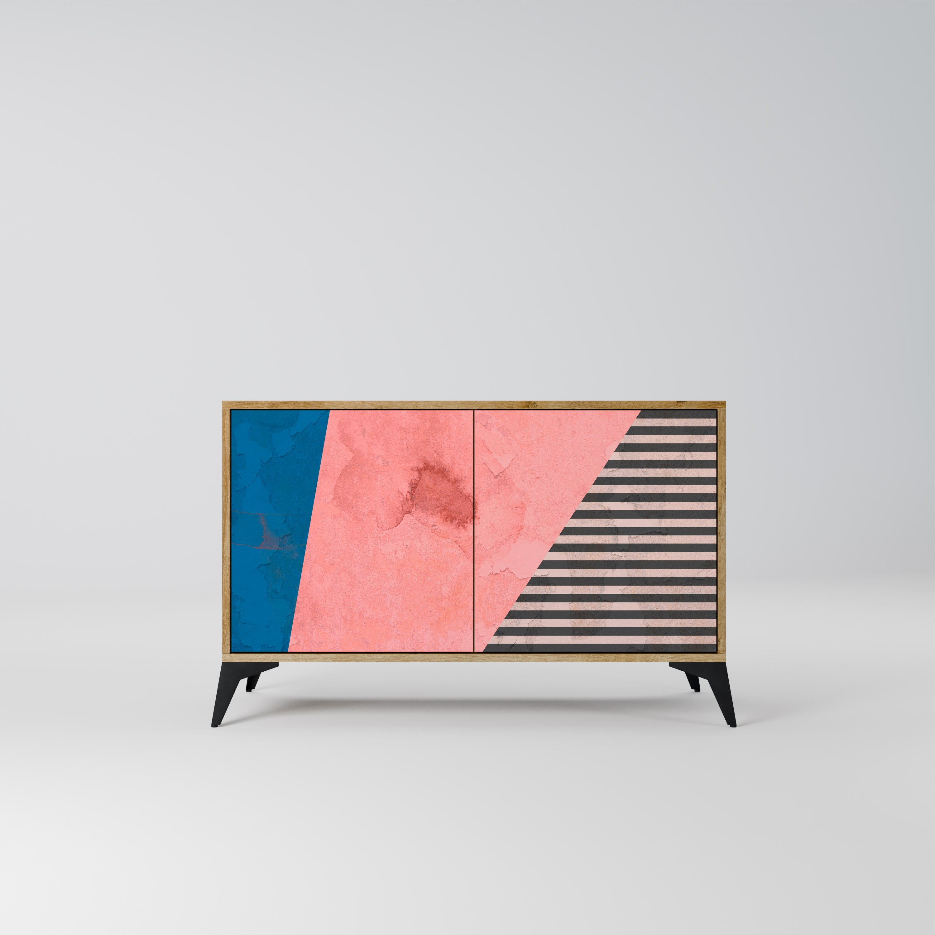 GLAMOROUS STRIPE 2-Door Sideboard in Oak Effect