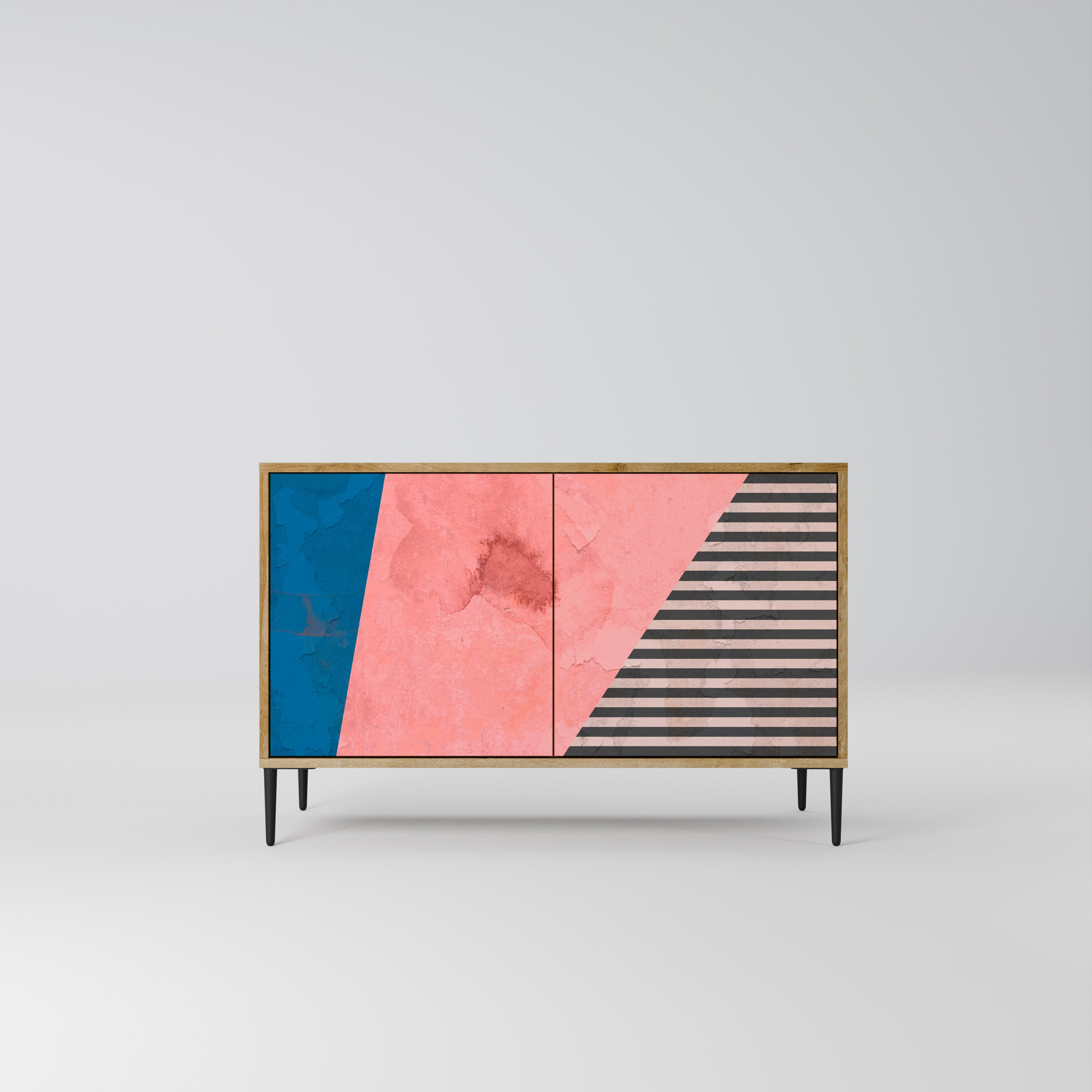 GLAMOROUS STRIPE 2-Door Sideboard in Oak Effect