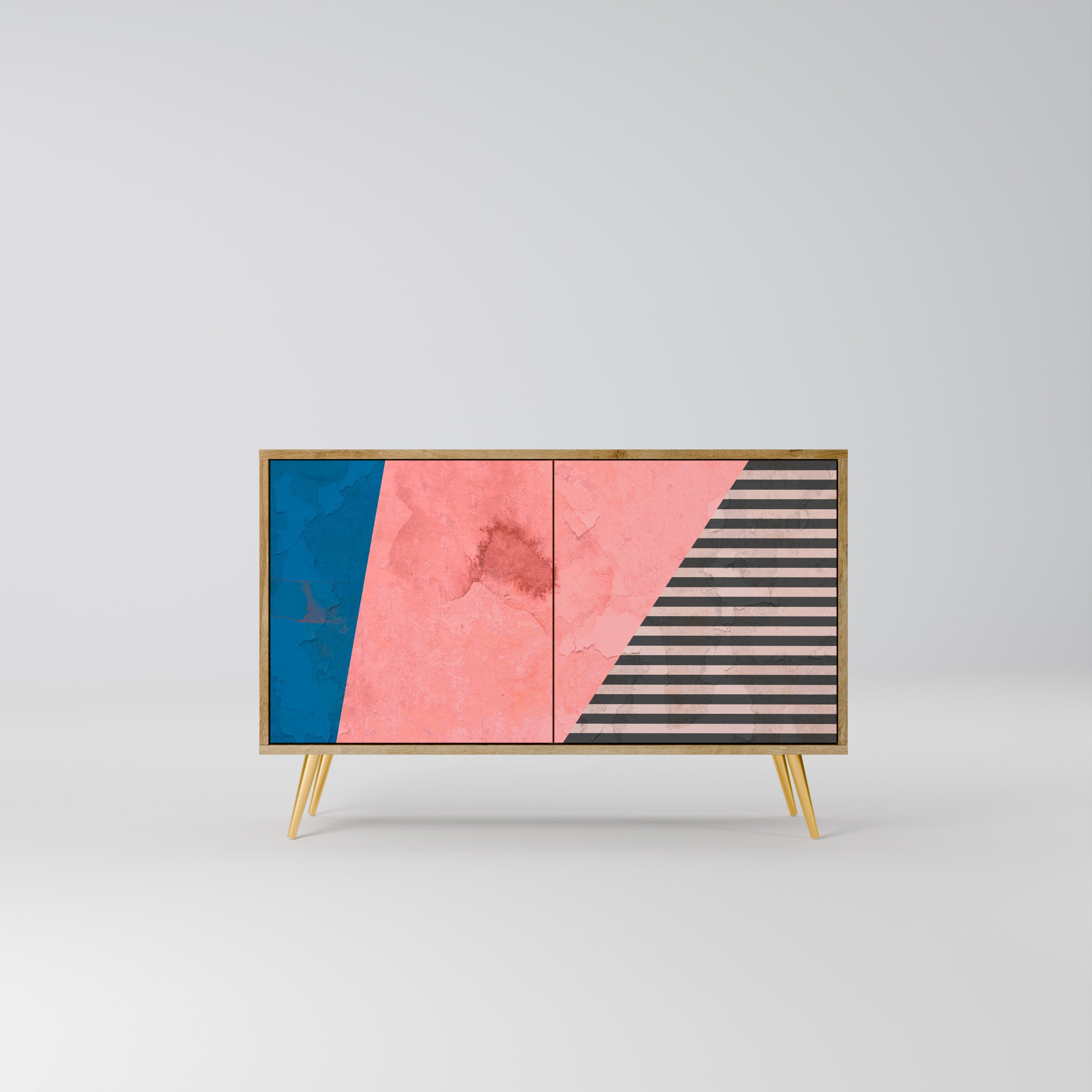 GLAMOROUS STRIPE 2-Door Sideboard in Oak Effect