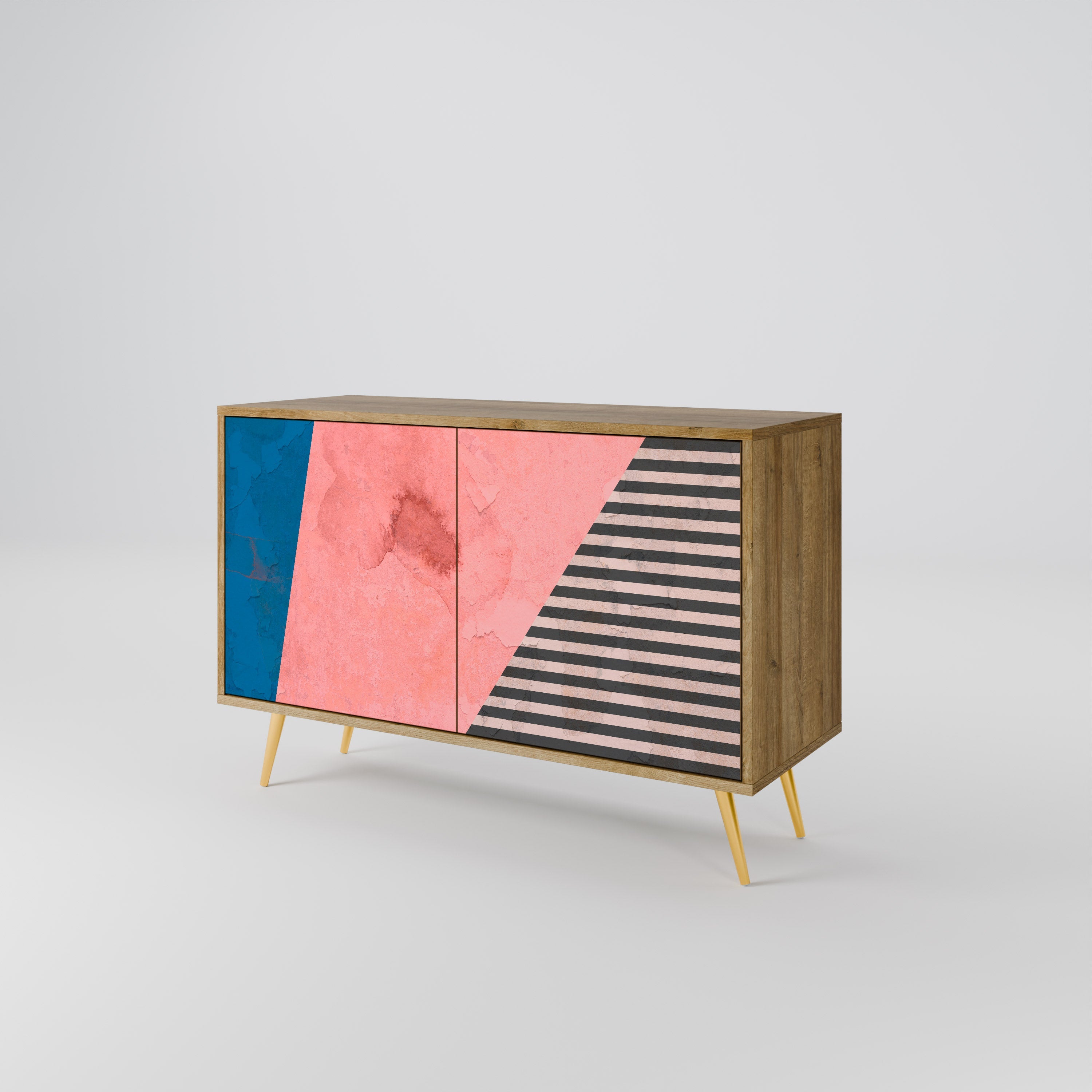 GLAMOROUS STRIPE 2-Door Sideboard in Oak Effect