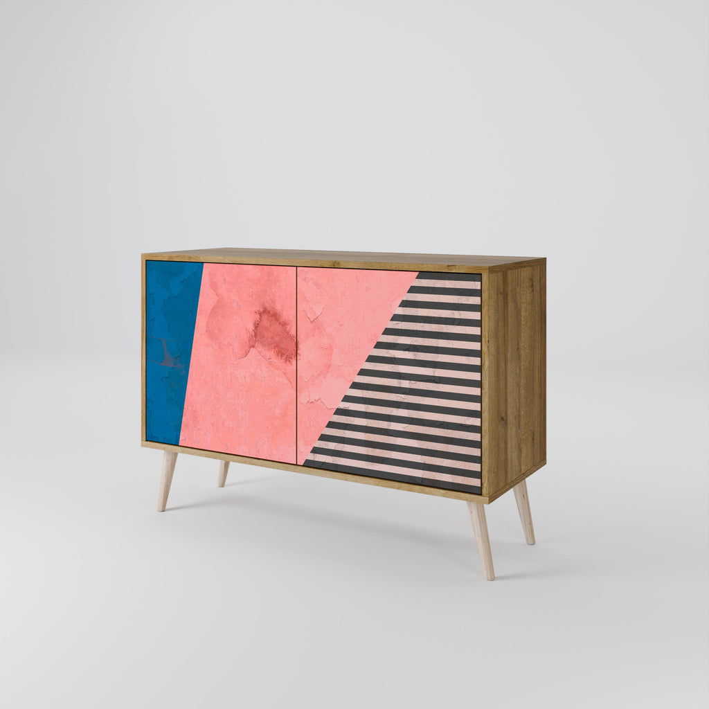 GLAMOROUS STRIPE 2-Door Sideboard in Oak Effect