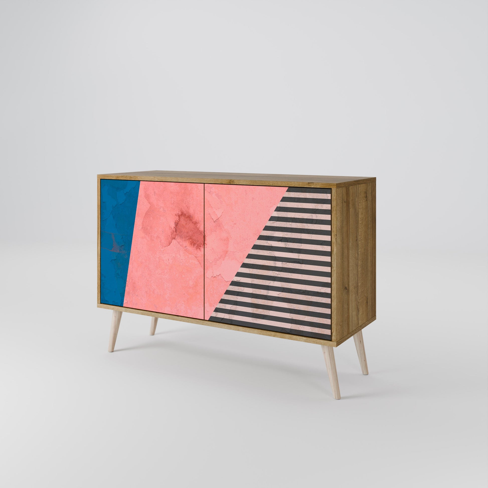 GLAMOROUS STRIPE 2-Door Sideboard in Oak Effect