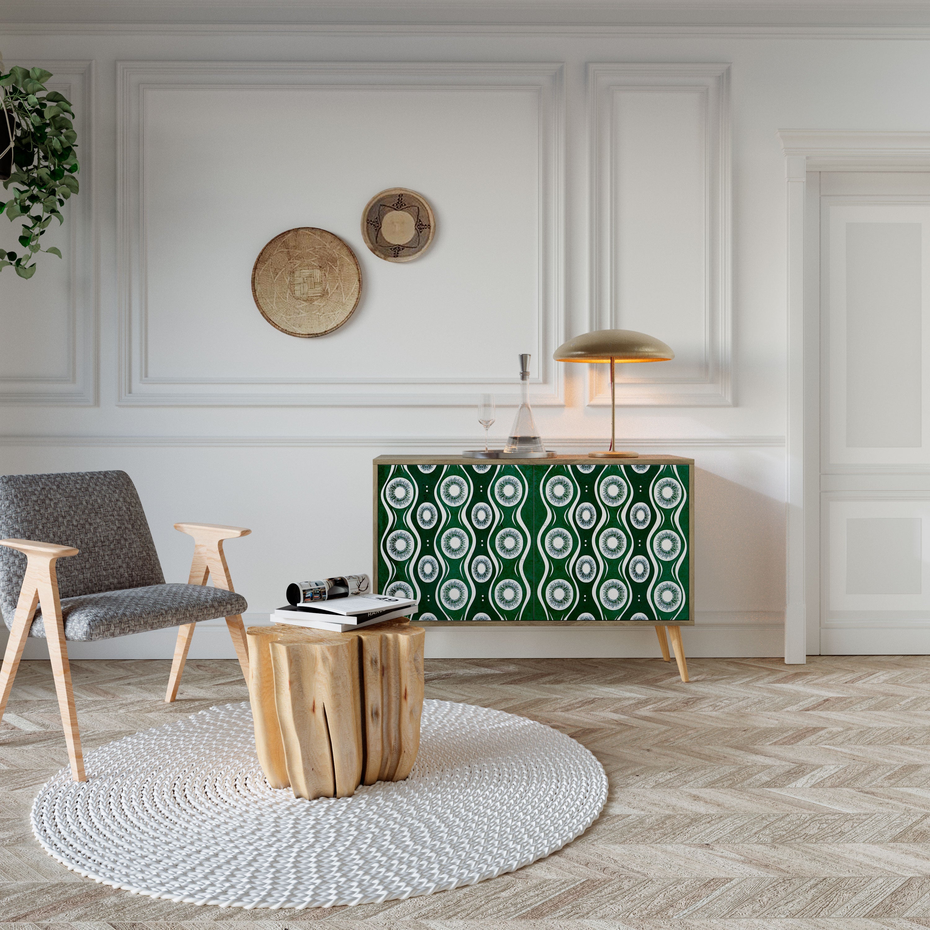 GREEN EYES 2-Door Sideboard in Oak Effect