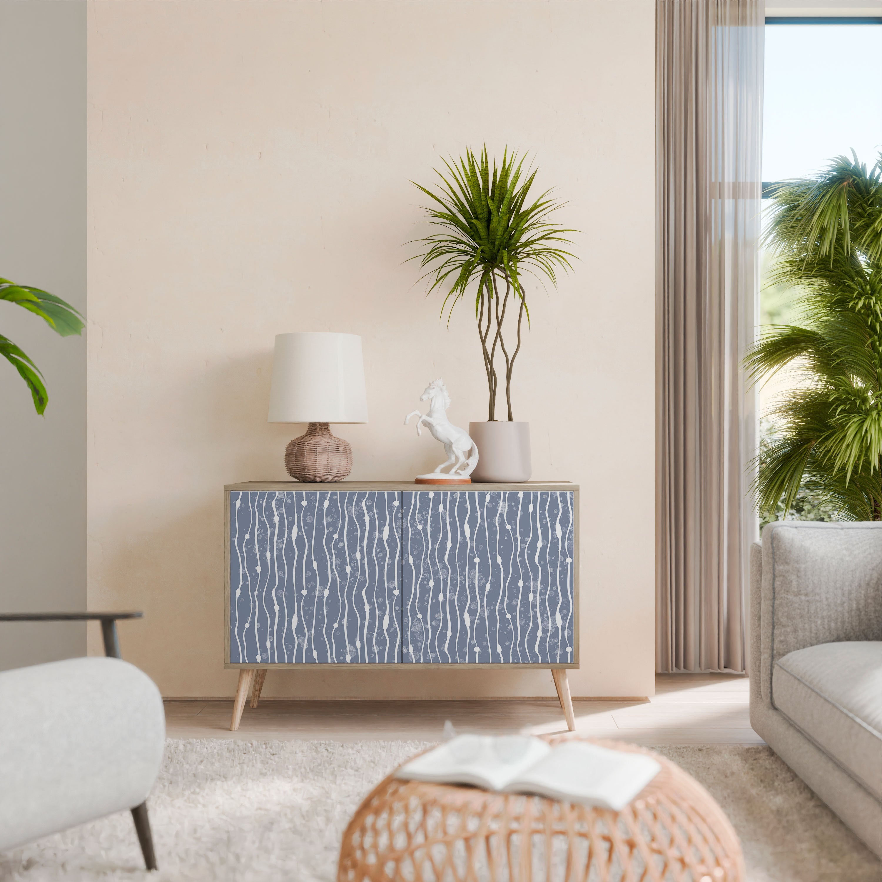 GRAPHITE RAIN 2-Door Sideboard in Oak Effect