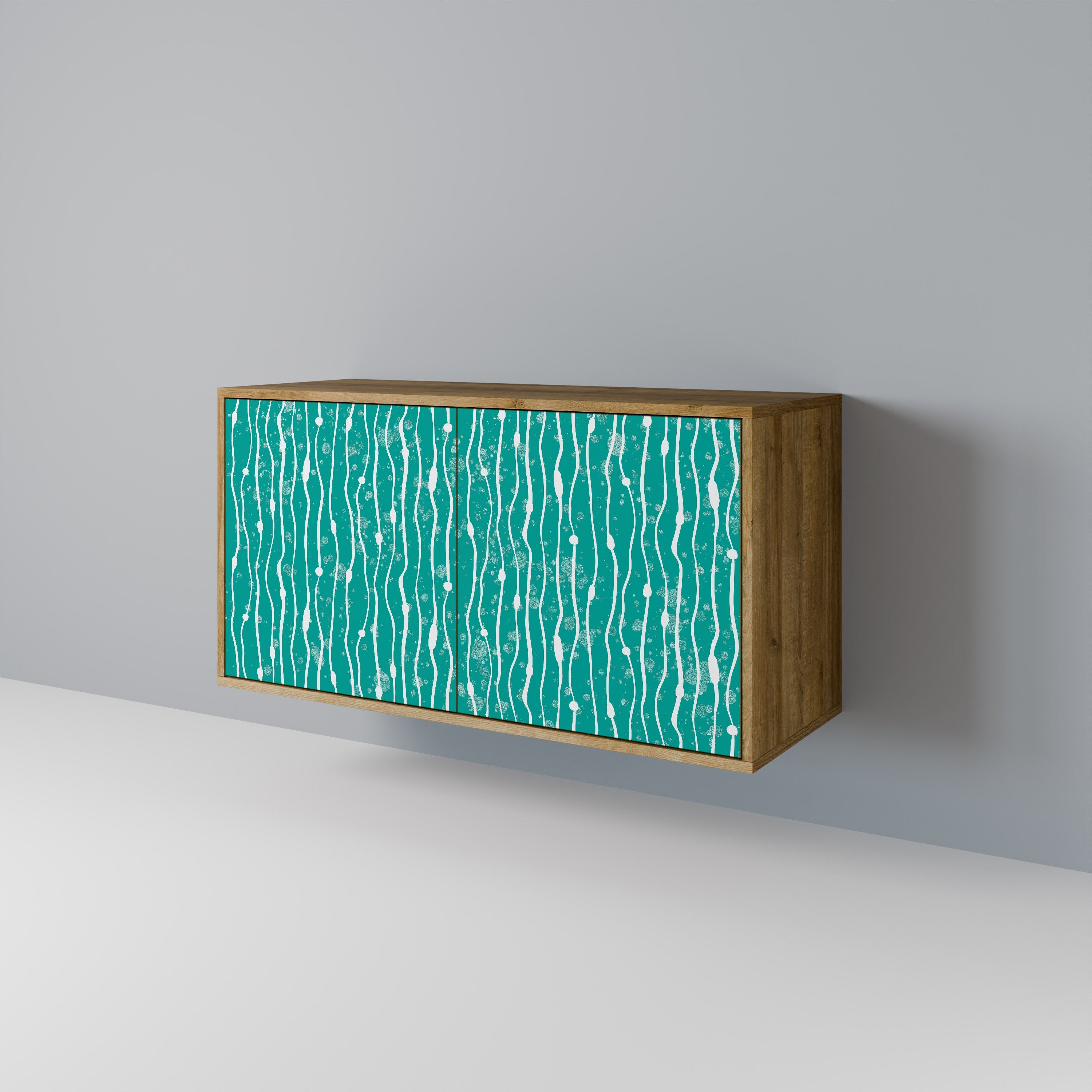 TURQUOISE RAIN 2-Door Sideboard in Oak Effect