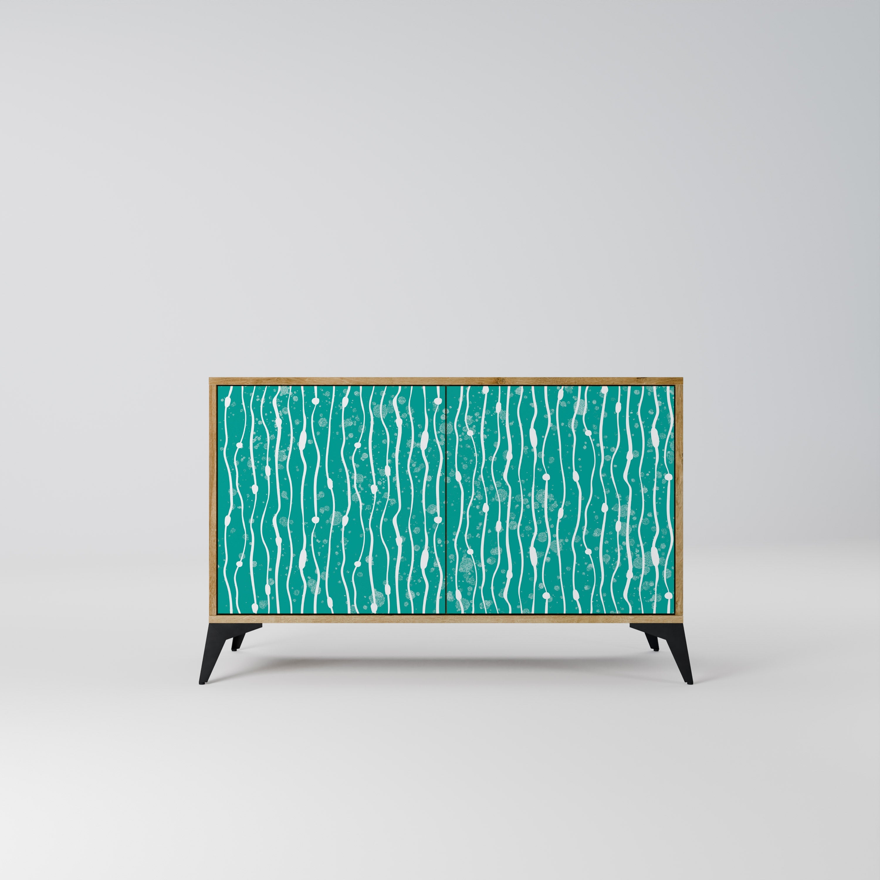 TURQUOISE RAIN 2-Door Sideboard in Oak Effect