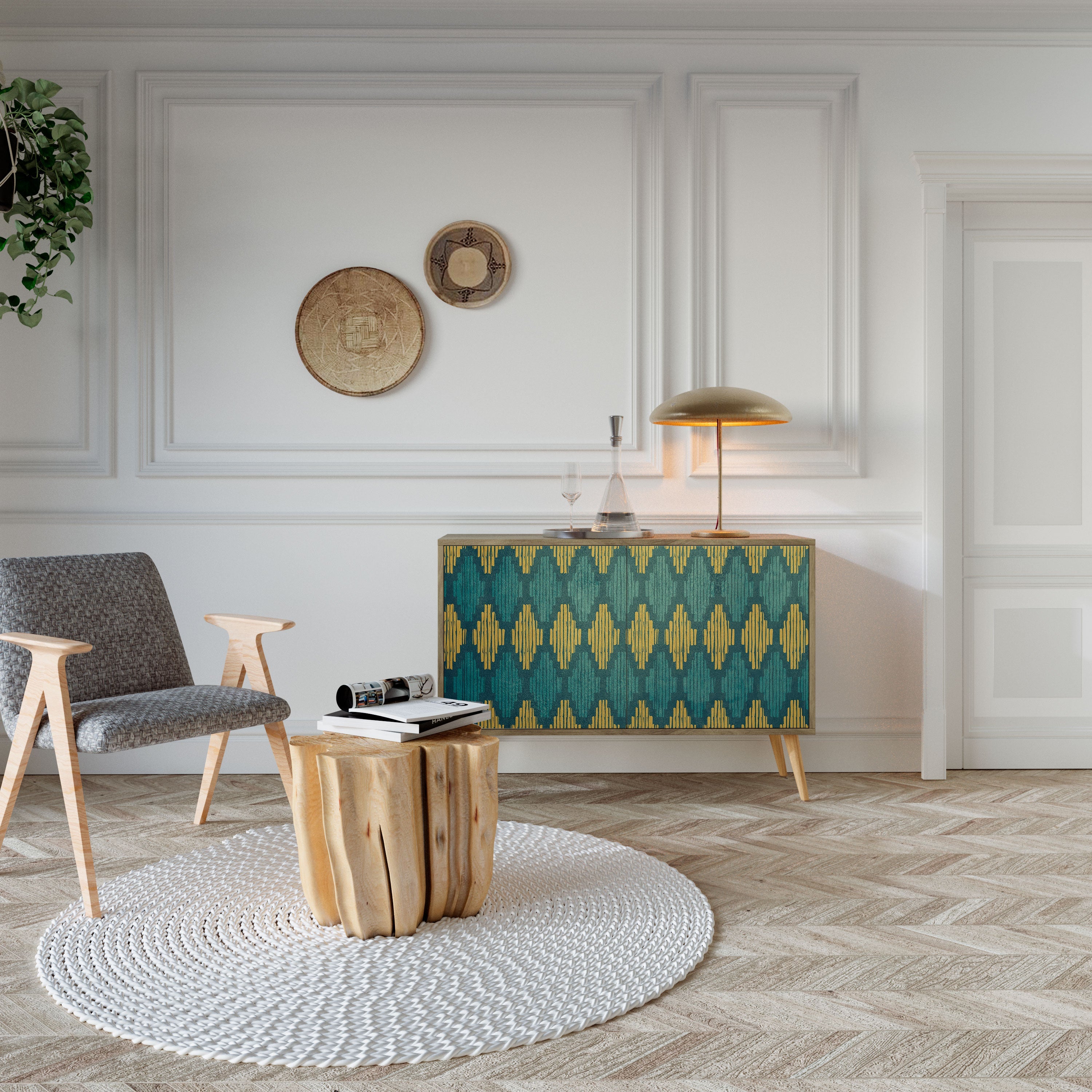 POLYGONS 2-Door Sideboard in Oak Effect
