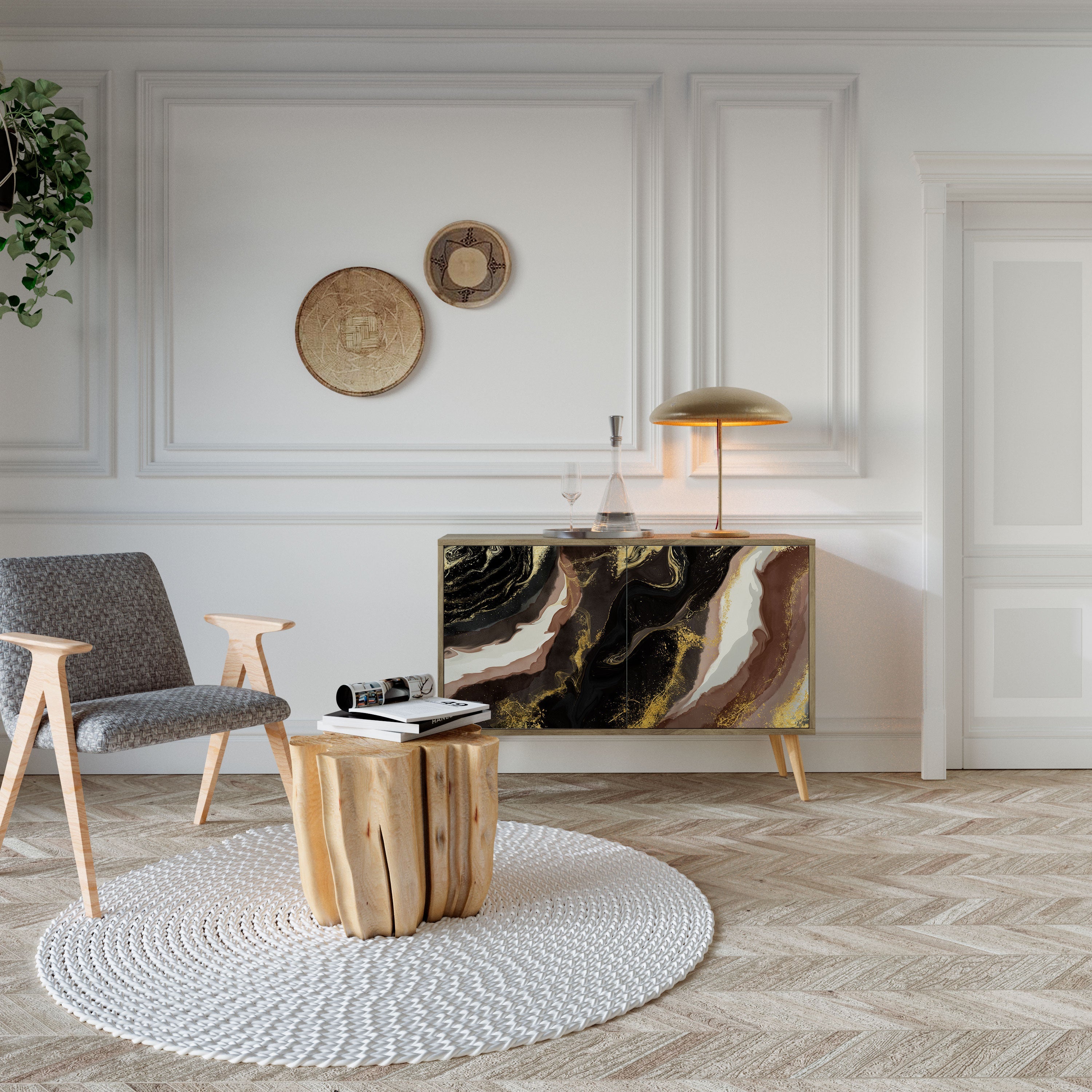 GOLD DUST 2-Door Sideboard in Oak Effect