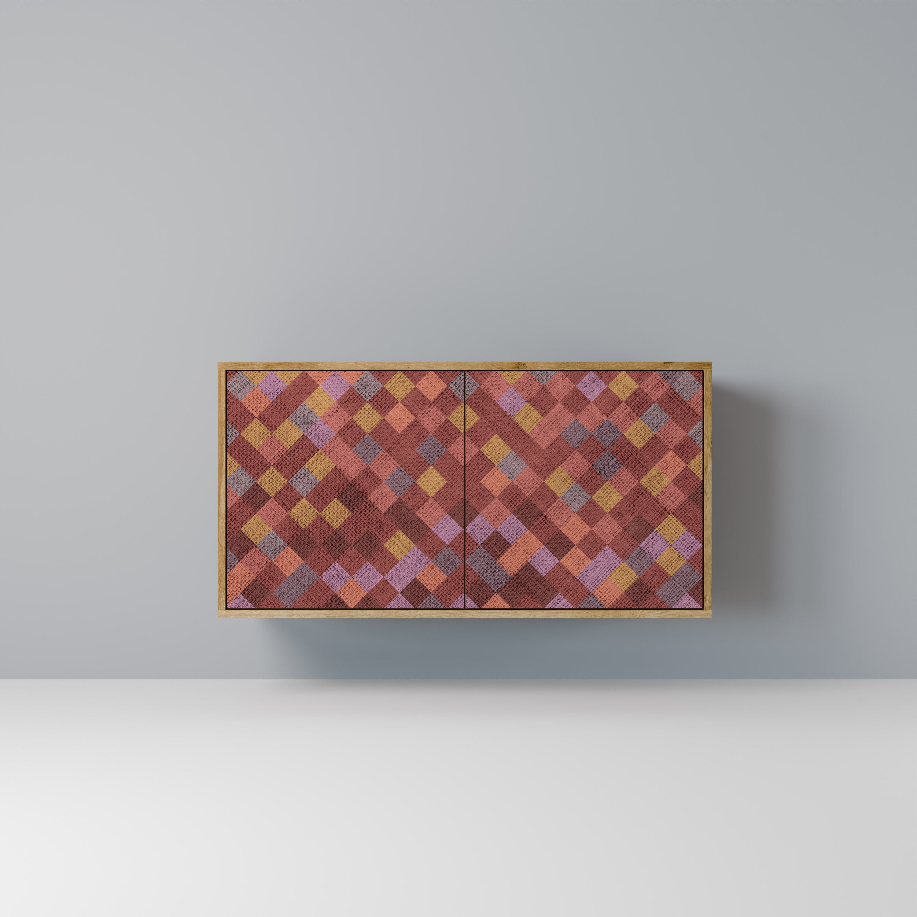 PAINTED SQUARES 2-Door Sideboard in Oak Effect