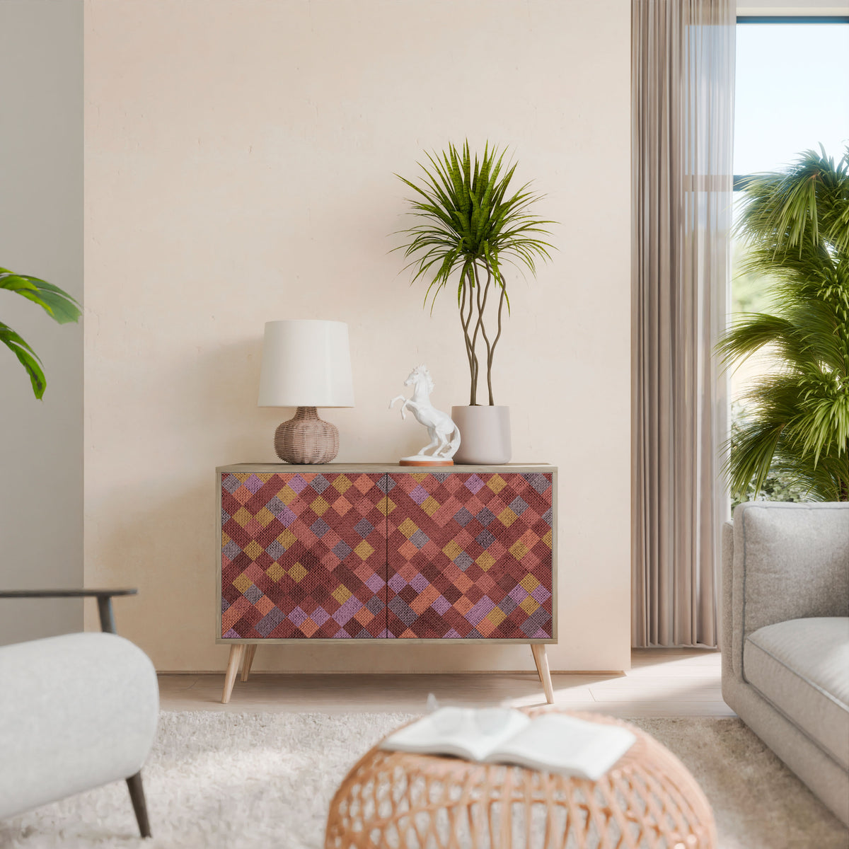 PAINTED SQUARES 2-Door Sideboard