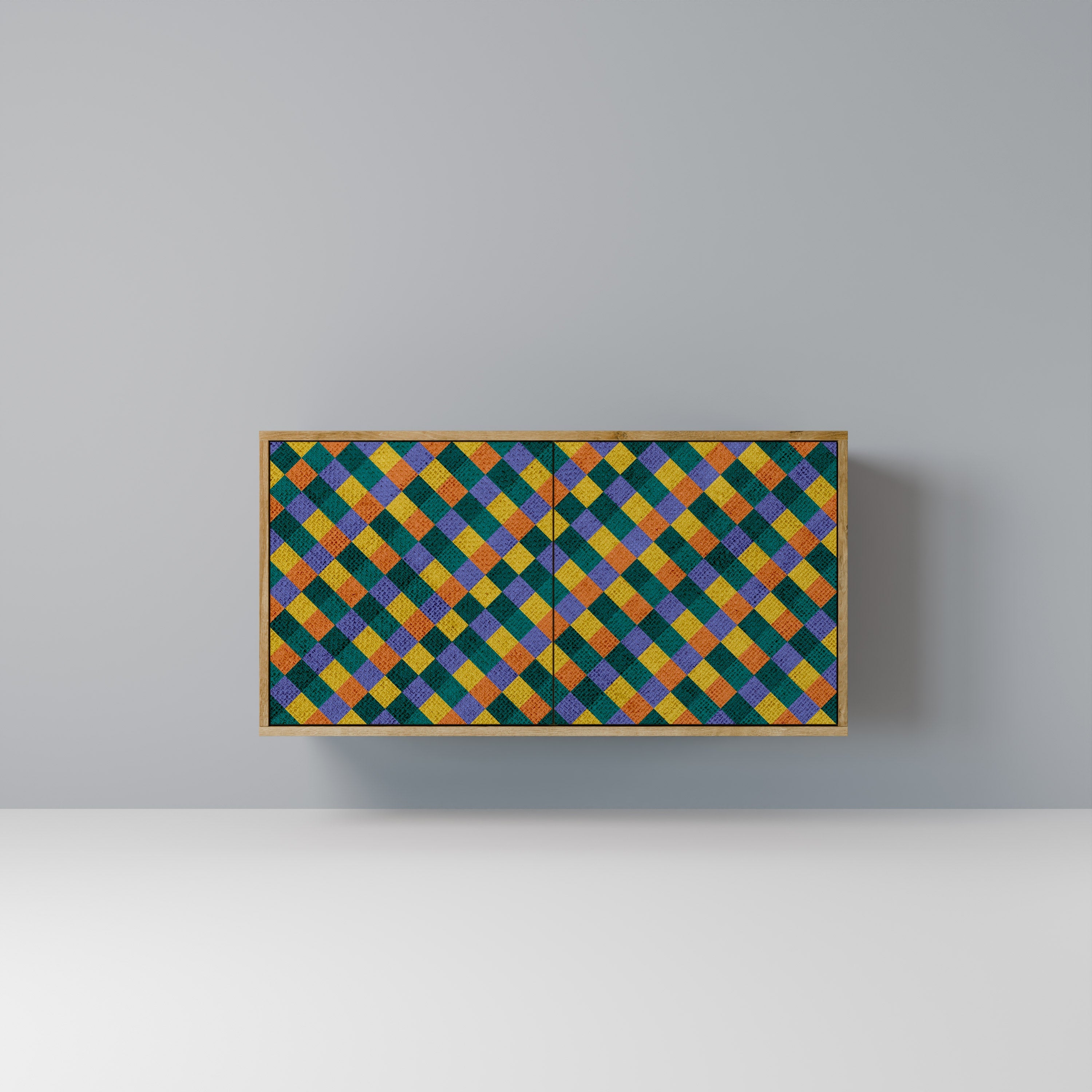 PAINTED SQUARES MIX 2-Door Sideboard in Oak Effect