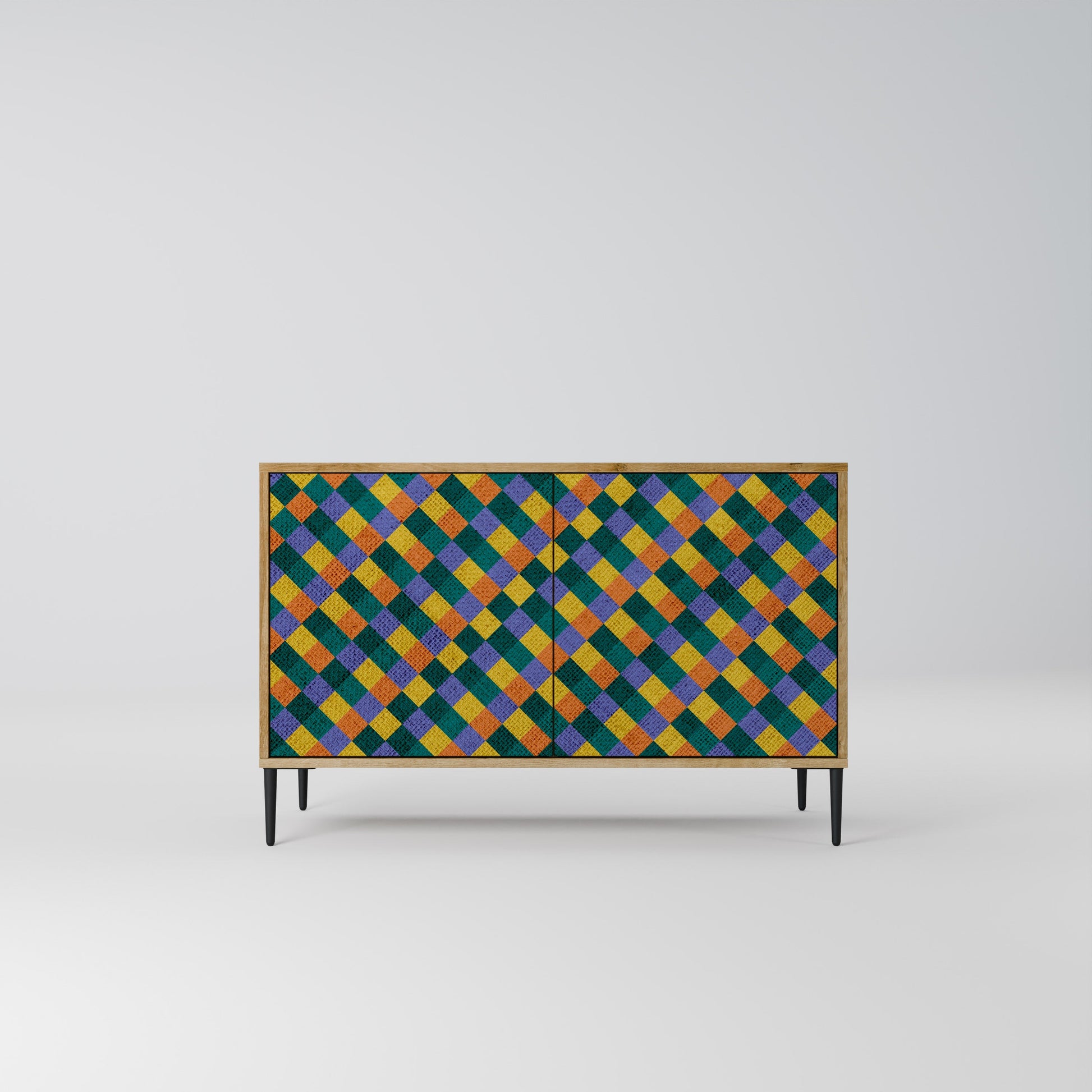 PAINTED SQUARES MIX 2-Door Sideboard in Oak Effect