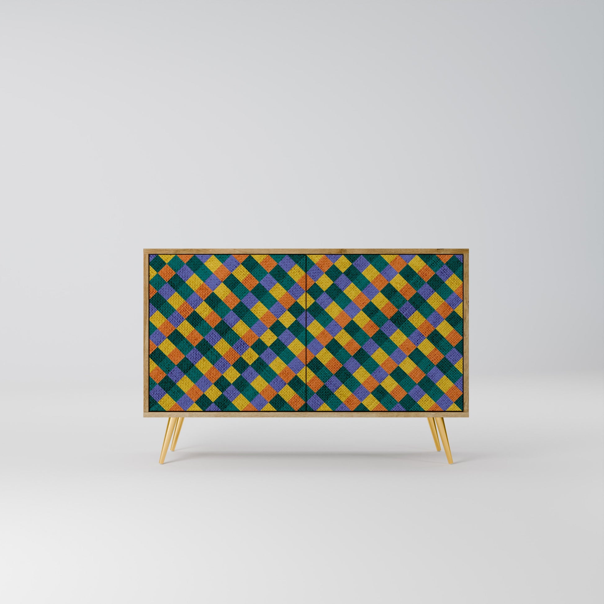 PAINTED SQUARES MIX 2-Door Sideboard in Oak Effect