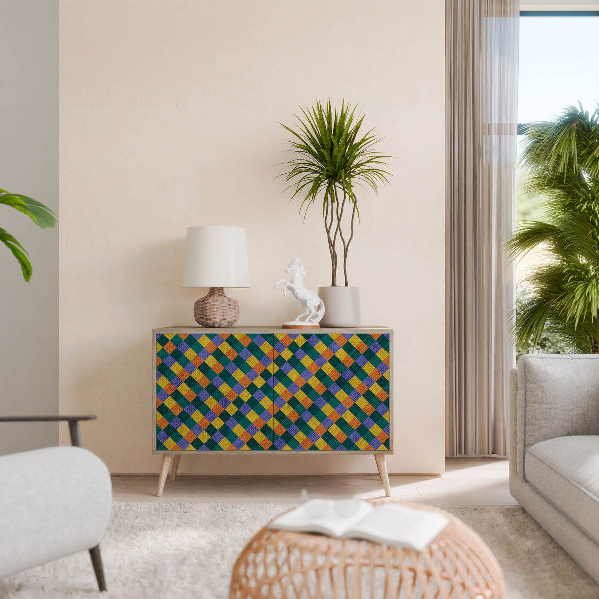 PAINTED SQUARES MIX 2-Door Sideboard