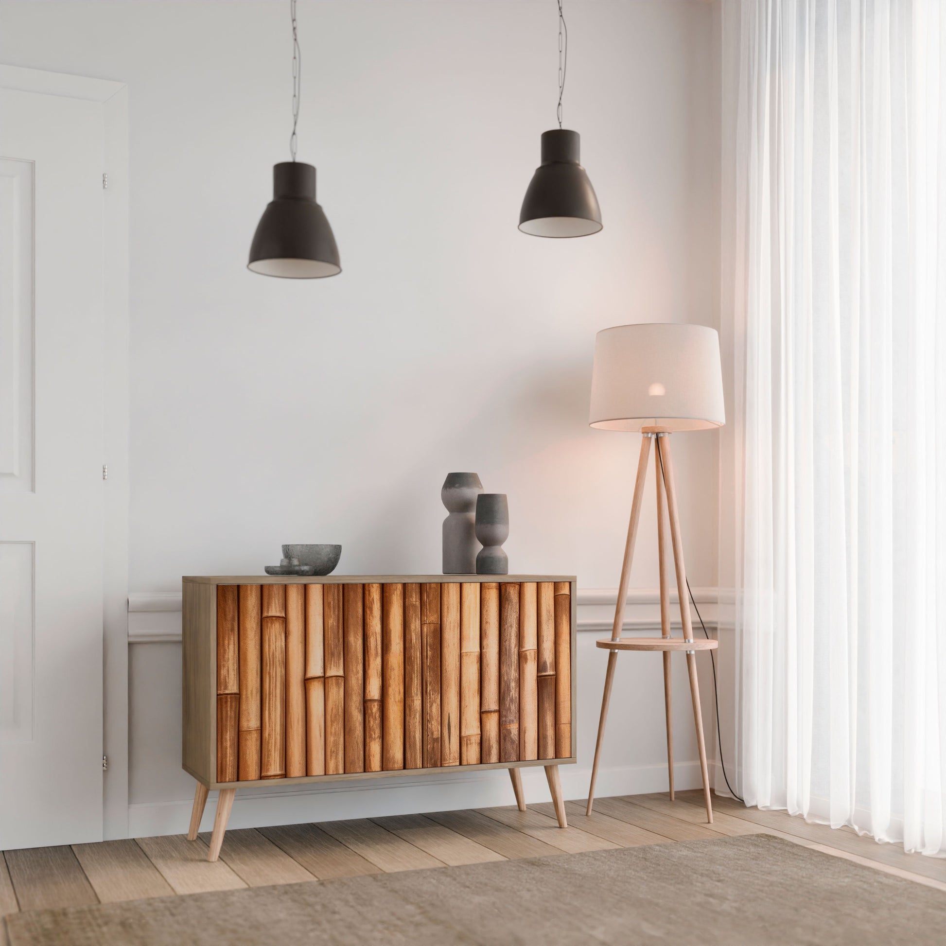 NATURAL WOOD 2-Door Sideboard in Oak Effect