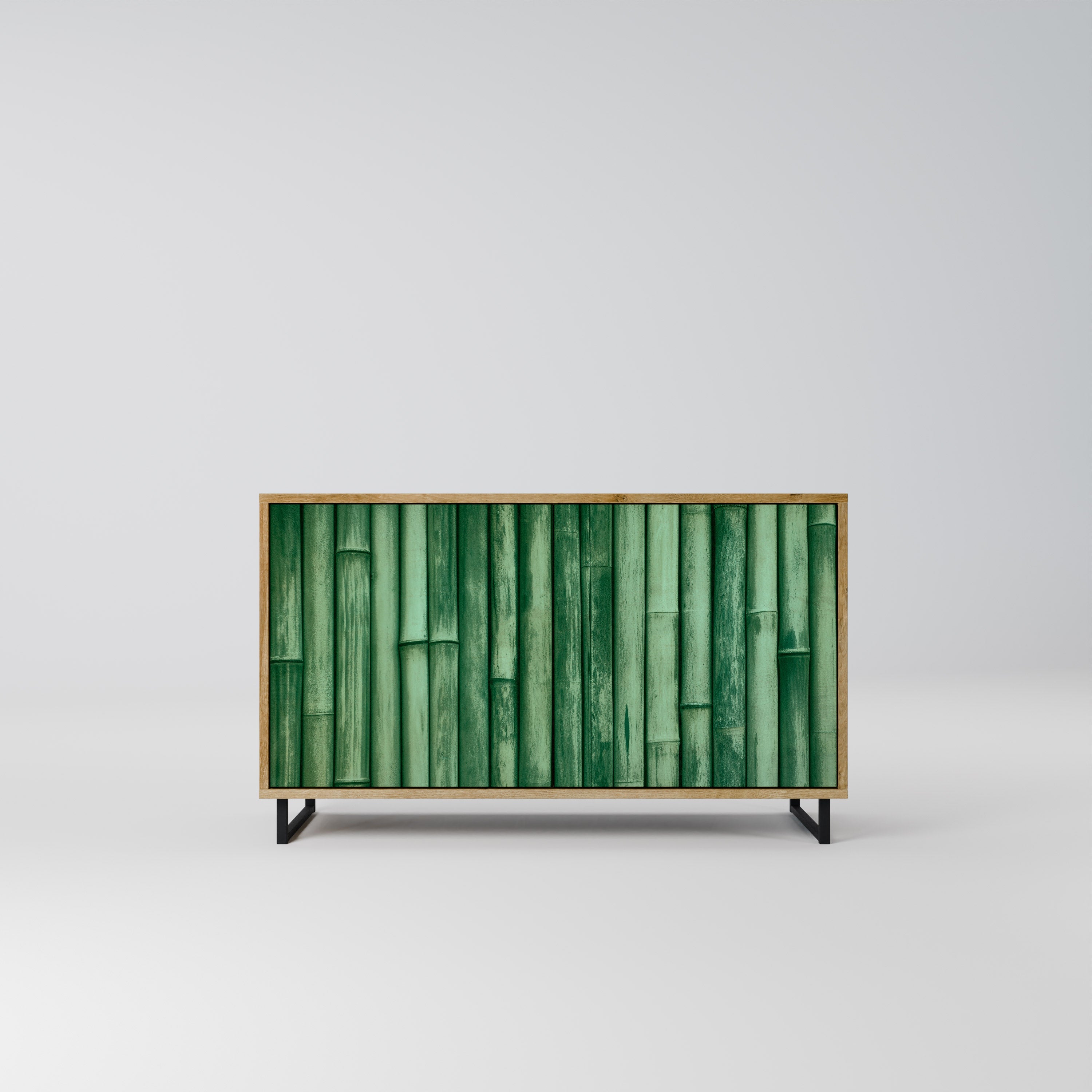 NATURAL GREEN 2-Door Sideboard in Oak Effect